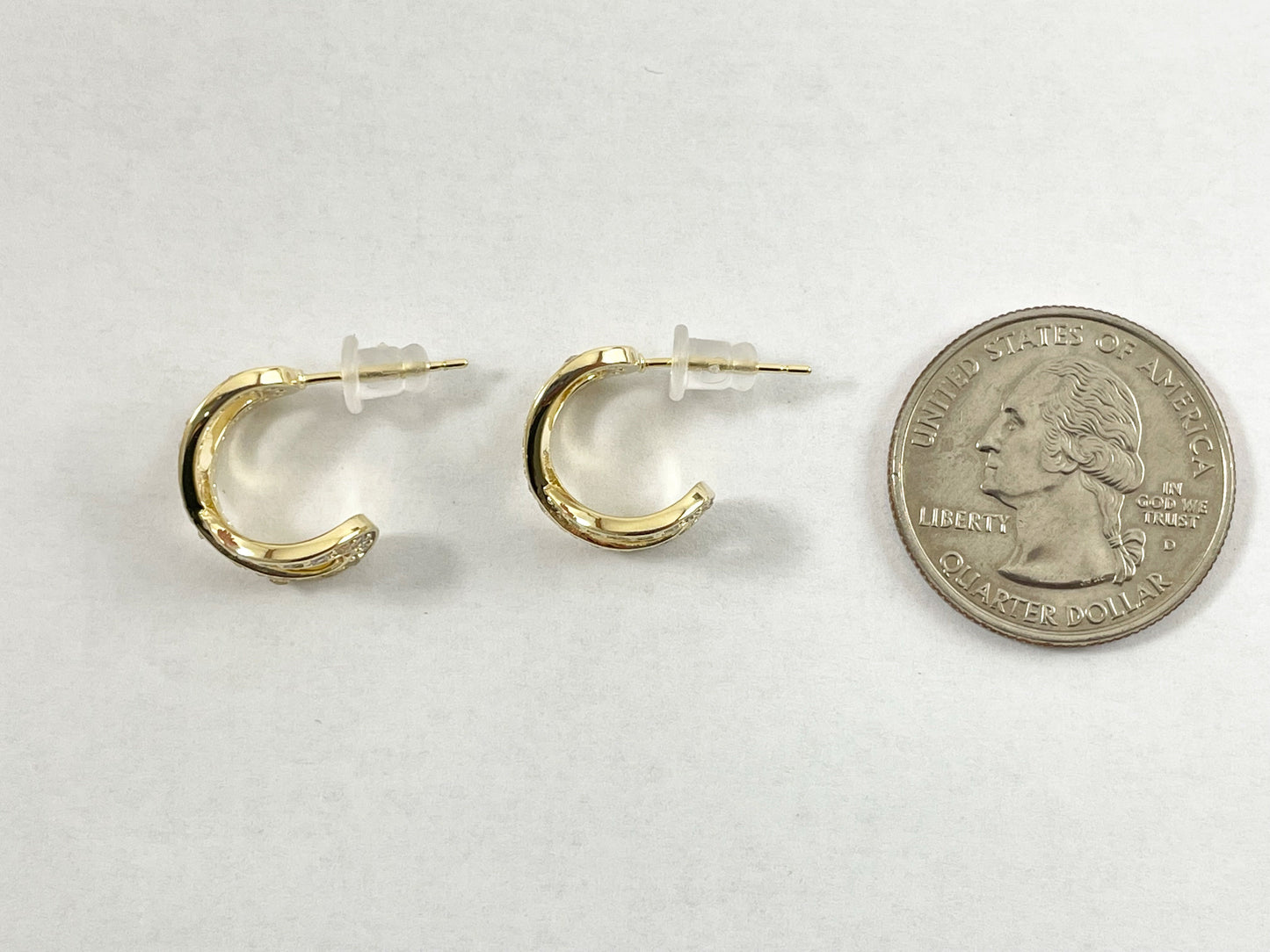 Real Gold 18K Plated Micro CZ Pave Infinity Eternity Huggies Earrings Over Brass 3 pairs