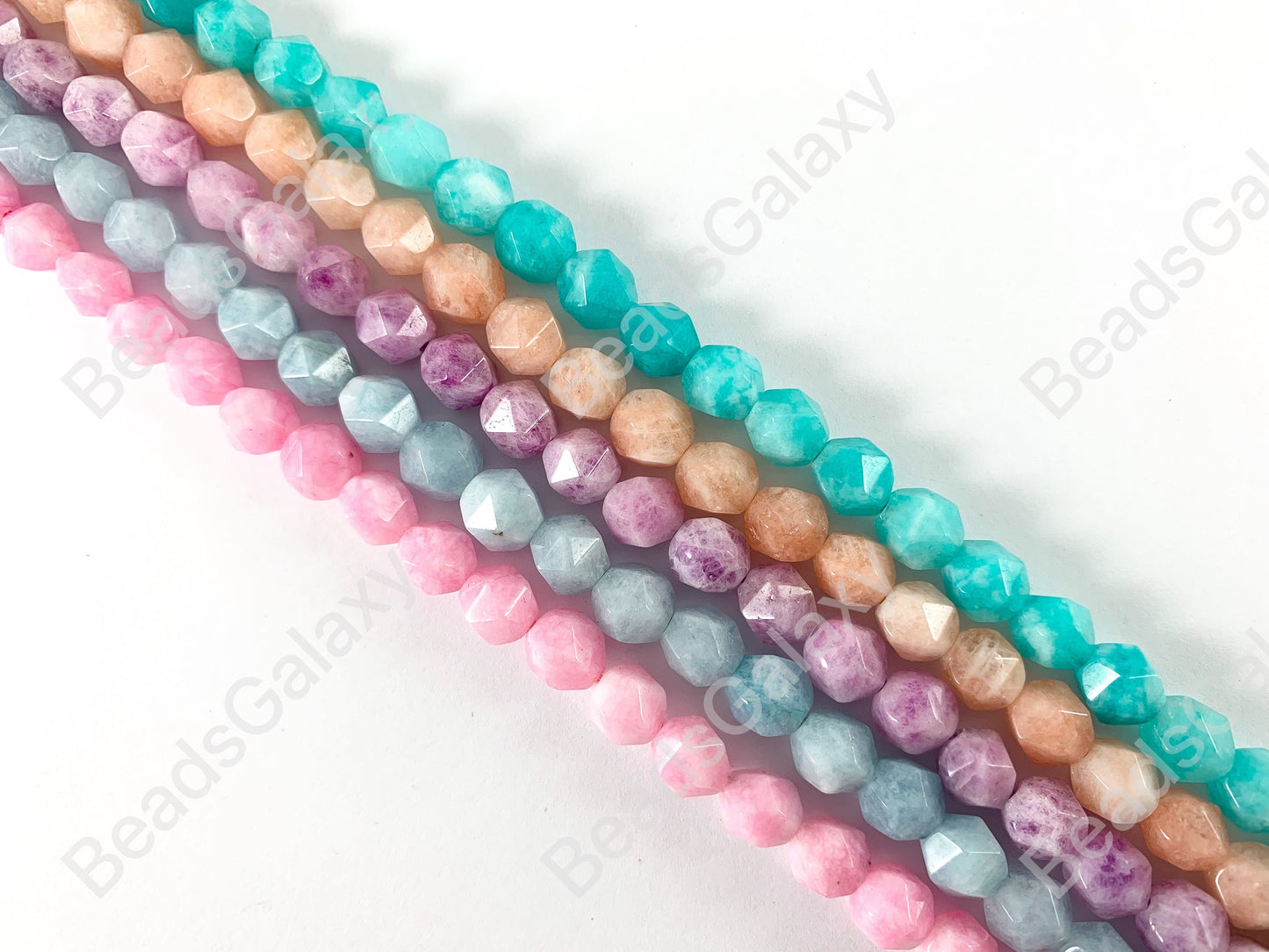 Handcut Dyed Jade Gemstones Starcut Faceted Natural Gemstone Beads Around 15"