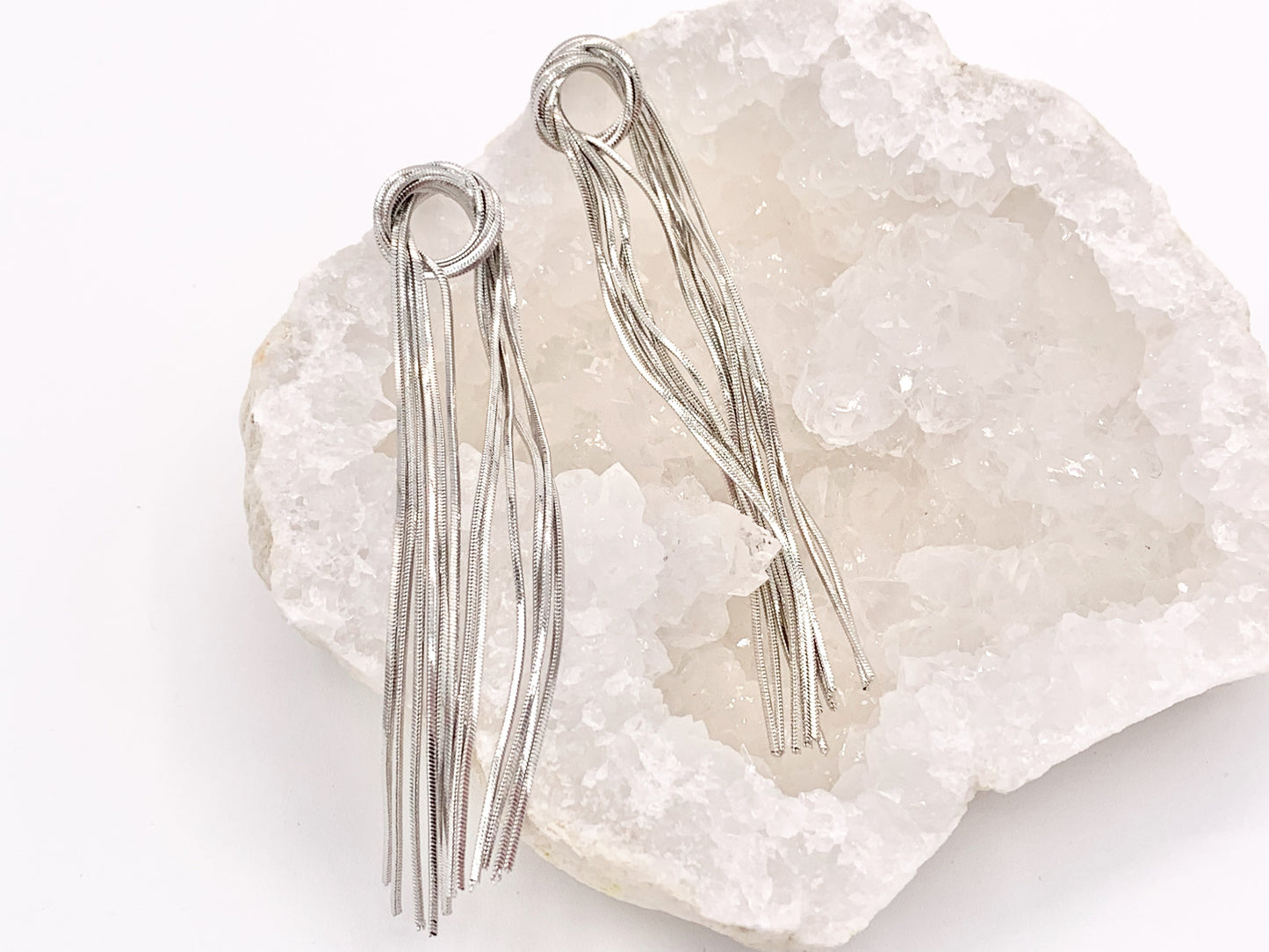Glamorous but Simple - Fringe Knotted Tassel Earrings in 18K Gold or Silver Plated over Copper 1 pair