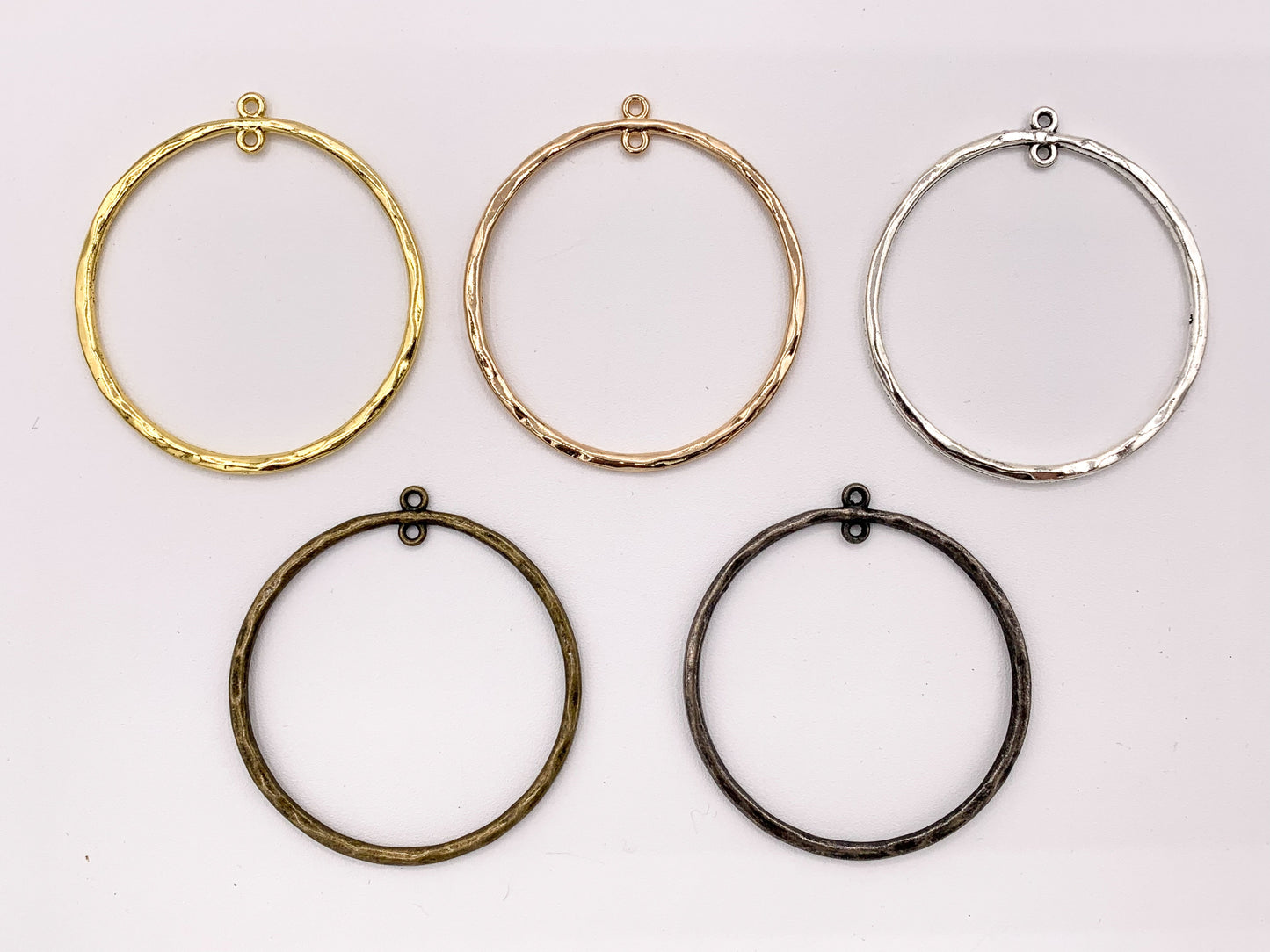 58x53mm Pewter Circle Pendant Findings Bulk Order in Light Gold, Gold, Silver, Brass, and Gunmetal