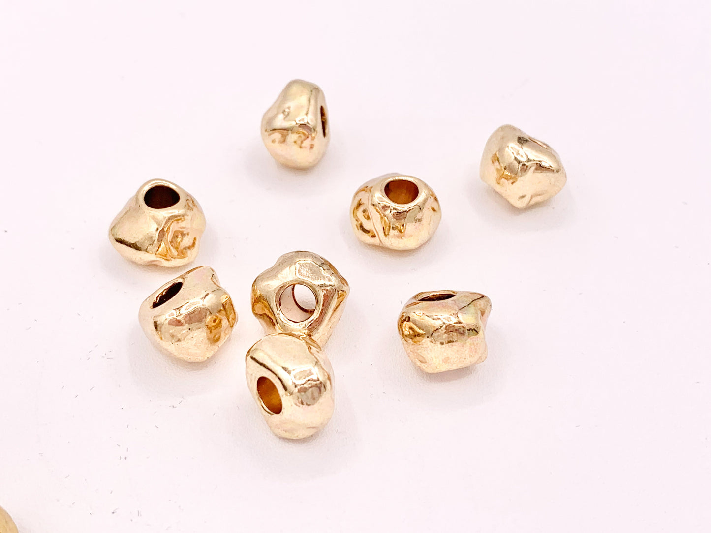 Pewter Base Metal Nugget Large Hole Spacer Beads Rosy Gold, Gold, Silver, Bronze, Gunmetal