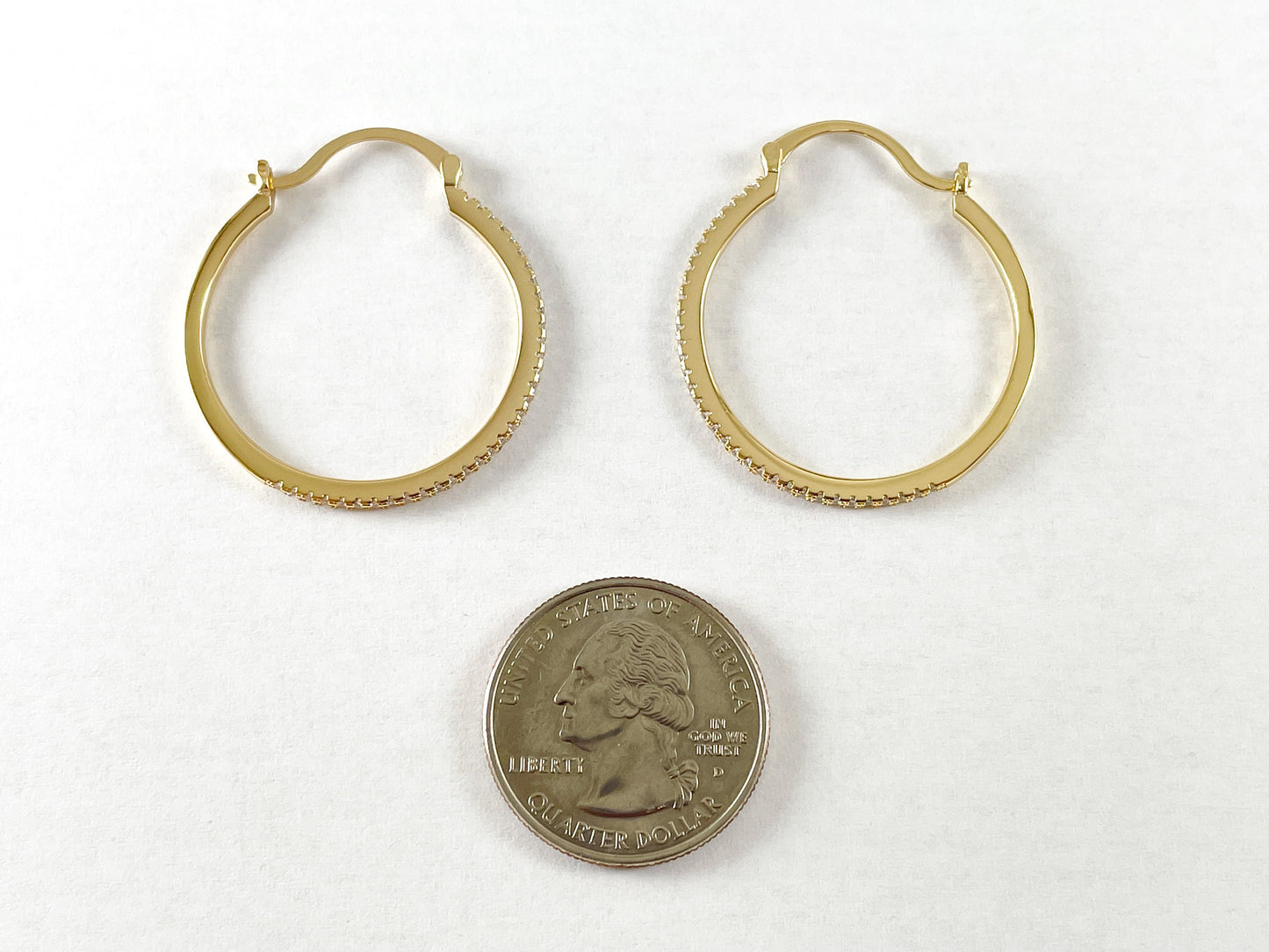 18K Gold/Silver Plated Dainty Micro CZ Pave Hoop Earrings