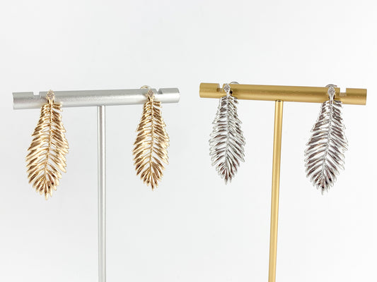 Fall Inspired Delicate Leaf Earrings with CZ Pave in 18k Gold or Silver Plating over Copper 3 pairs