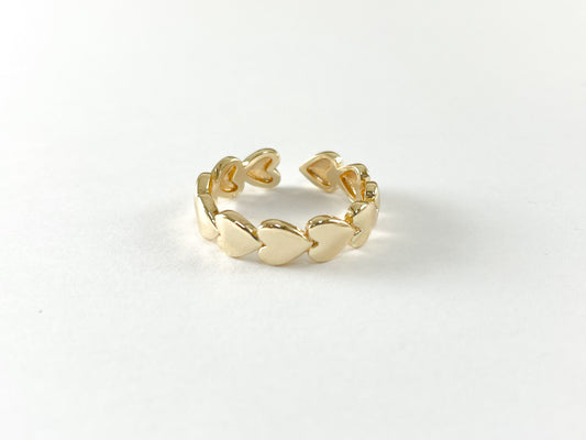 Real Gold 18K Plated Copper Adjustable Infinity Heart Ring 6pcs