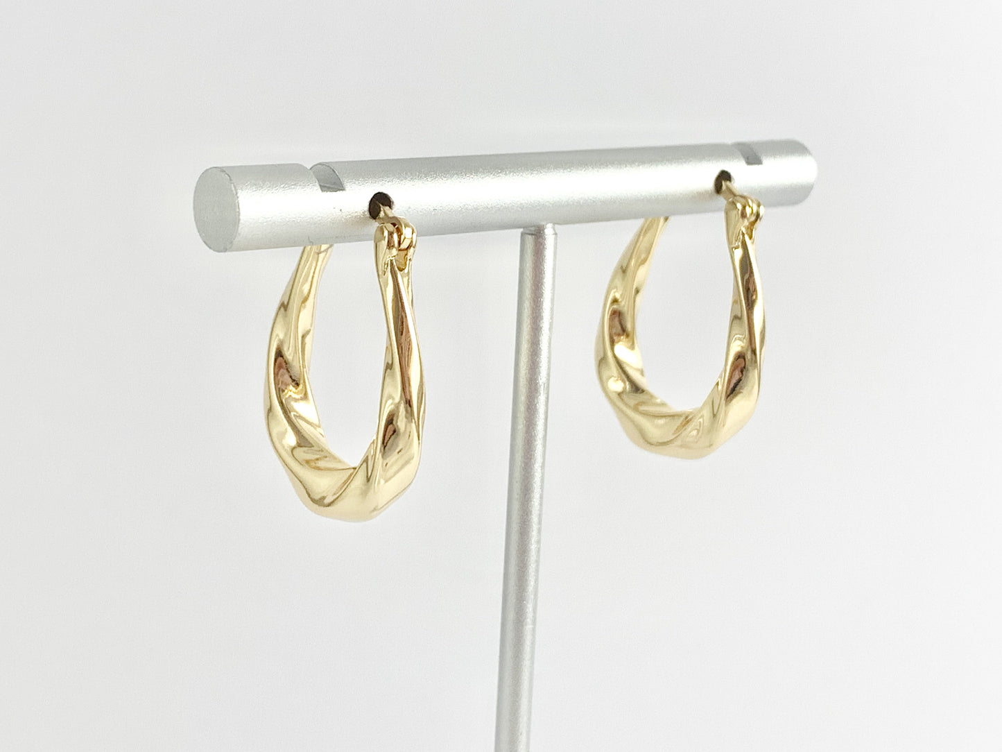 Simple Twisted Roped Teardrop Hoop Earring in Real 18K Gold/Silver Plated Over Copper 3 pairs
