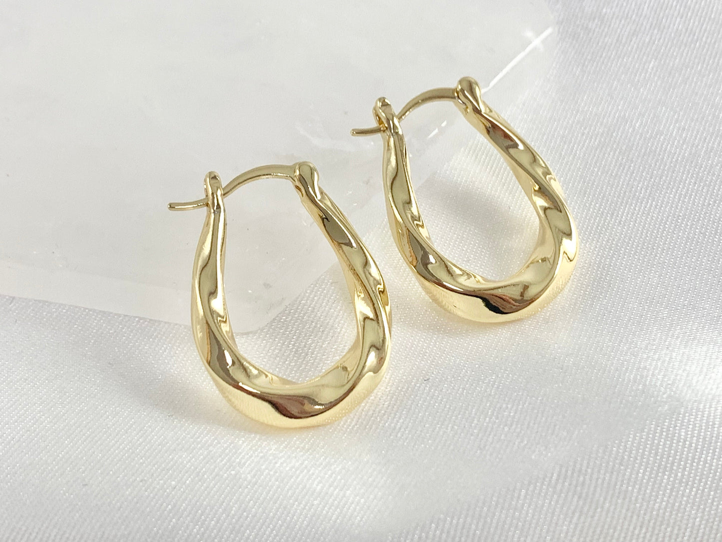 Simple Twisted Roped Teardrop Hoop Earring in Real 18K Gold/Silver Plated Over Copper 3 pairs