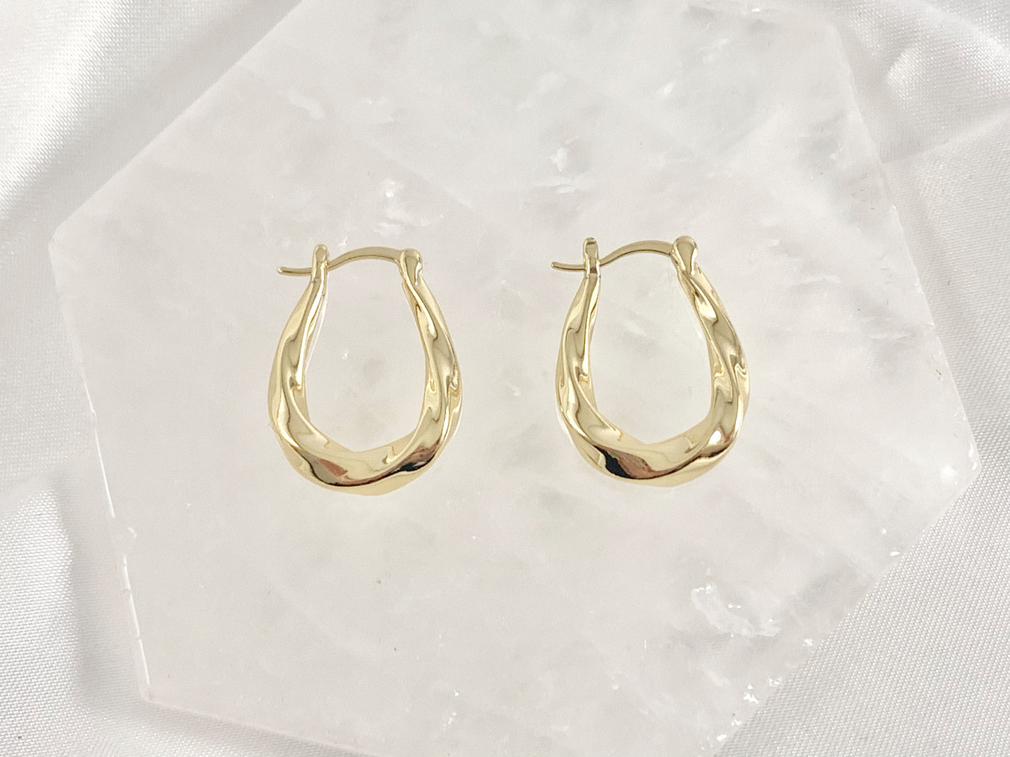 Simple Twisted Roped Teardrop Hoop Earring in Real 18K Gold/Silver Plated Over Copper 3 pairs