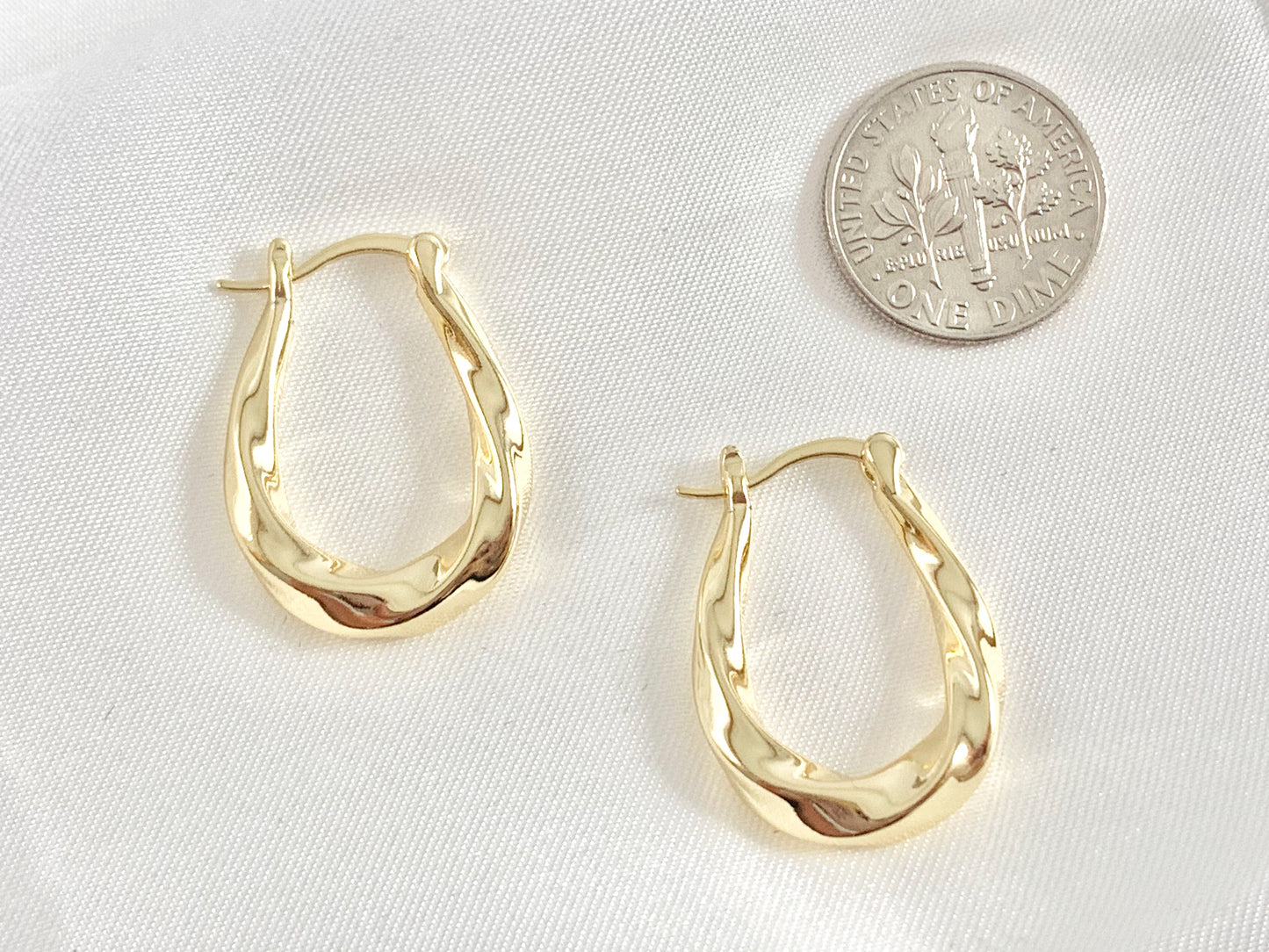 Simple Twisted Roped Teardrop Hoop Earring in Real 18K Gold/Silver Plated Over Copper 3 pairs
