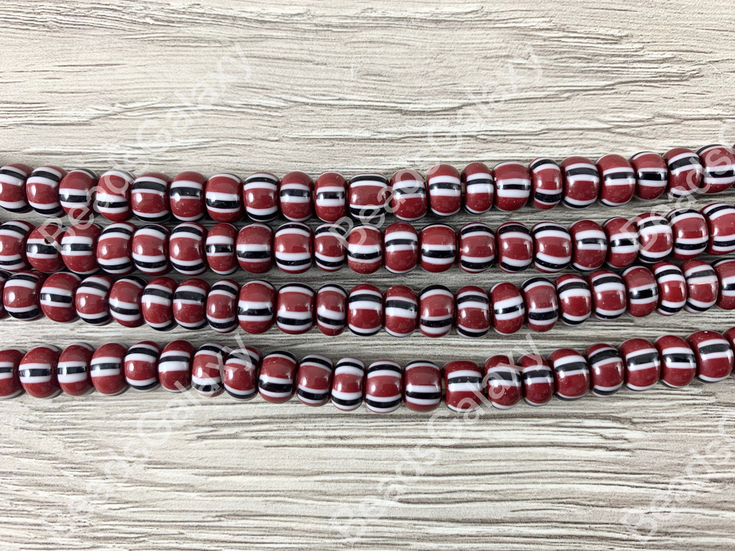 Handmade Maroon Sankas Glass Beads From Ghana Africa