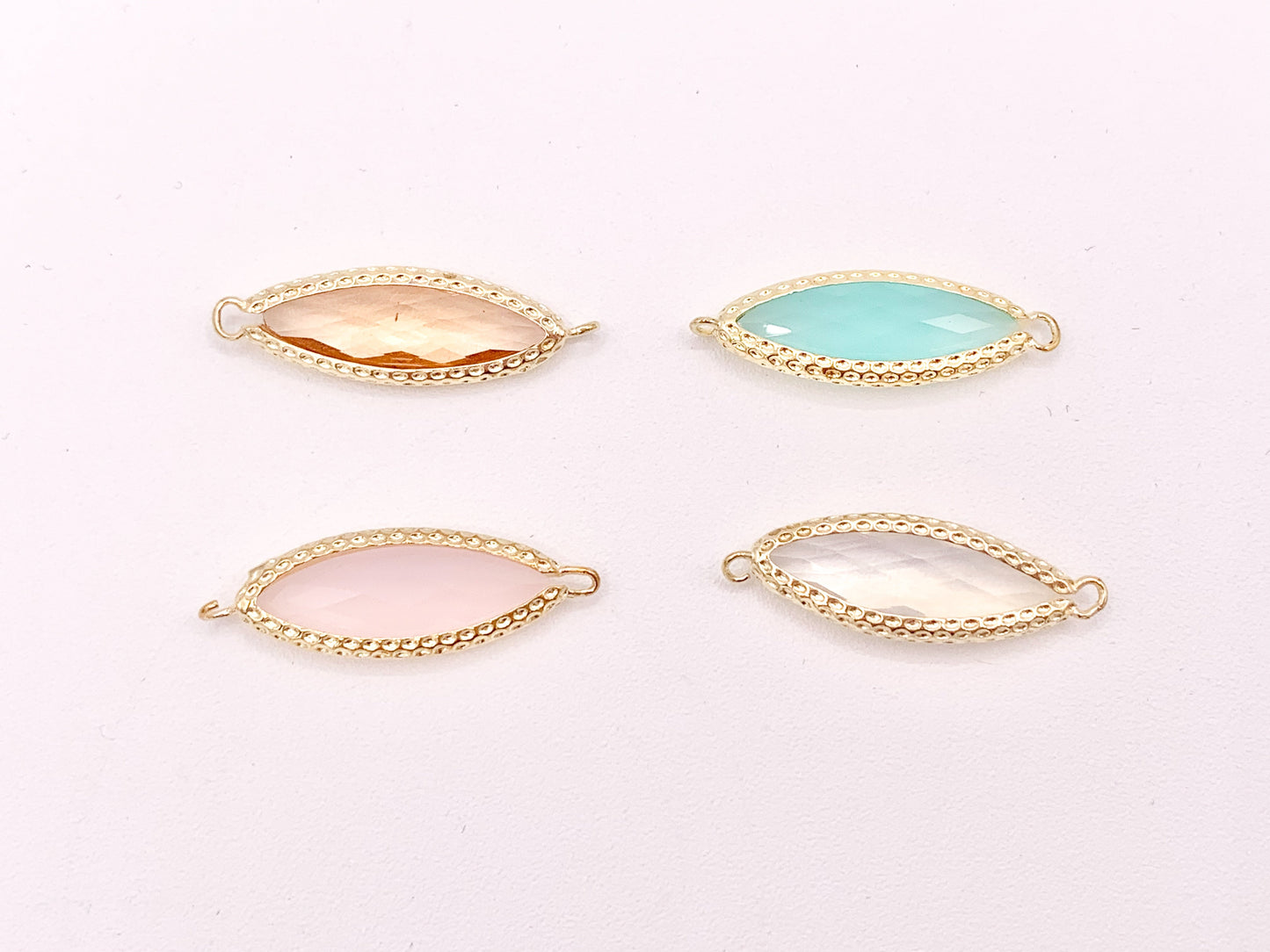 Crystal Marquis Bezel Gold Trim Connector Findings 4 pcs