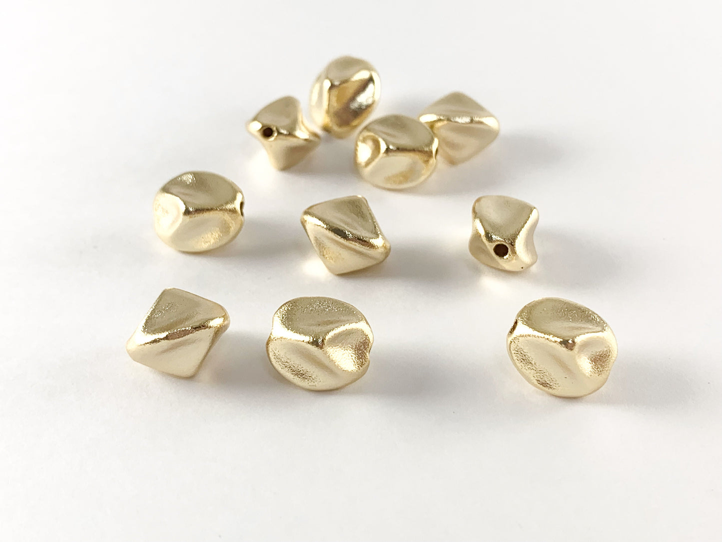 18K Matte Gold Plated Brass Nugget Rocks Irregular Beads 10pcs