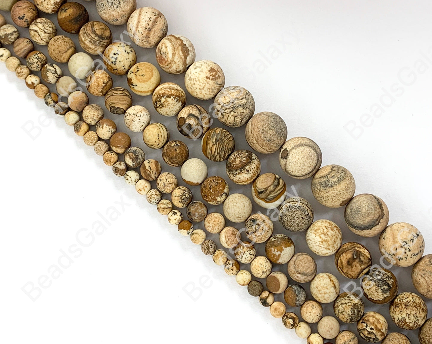 Matte Picture Jasper Genuine Grade AAA Round Smooth Shiny Natural Gemstone Beads 14"- 15"
