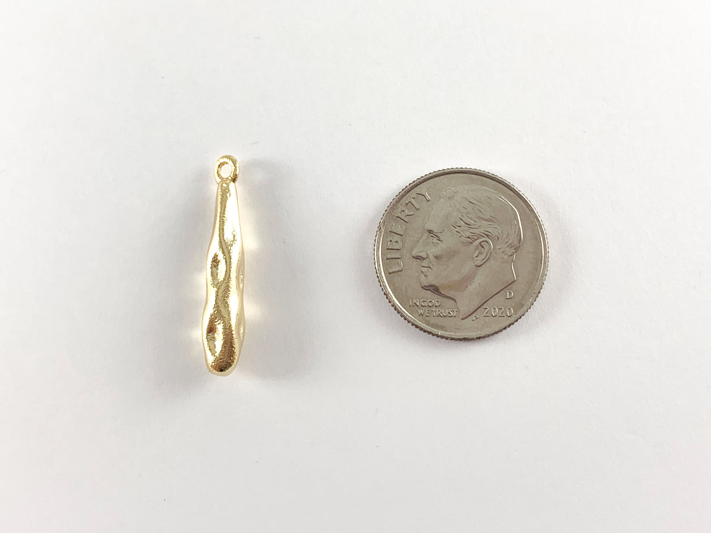 Real Matte Gold 18K Plated Hammered Teardrop Charm Pendants Over Brass 10pcs