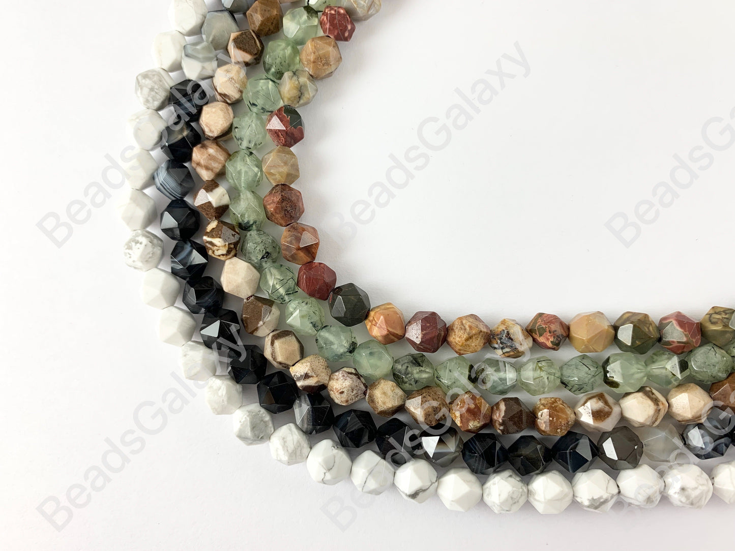 8mm Hand cut Gemstones Star cut Faceted Natural Gemstone Beads Around 15"