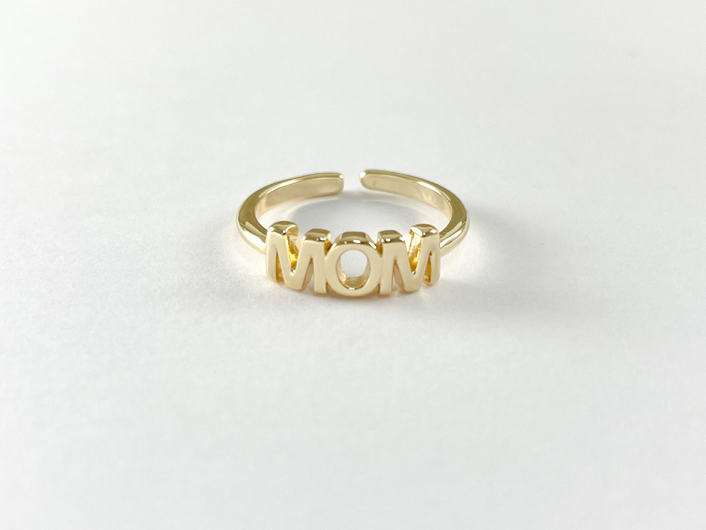 Real Gold 18K Plated Copper Base Adjustable Dainty MOM Ring 6pcs
