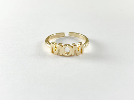 Real Gold 18K Plated Copper Base Adjustable Dainty MOM Ring 6pcs