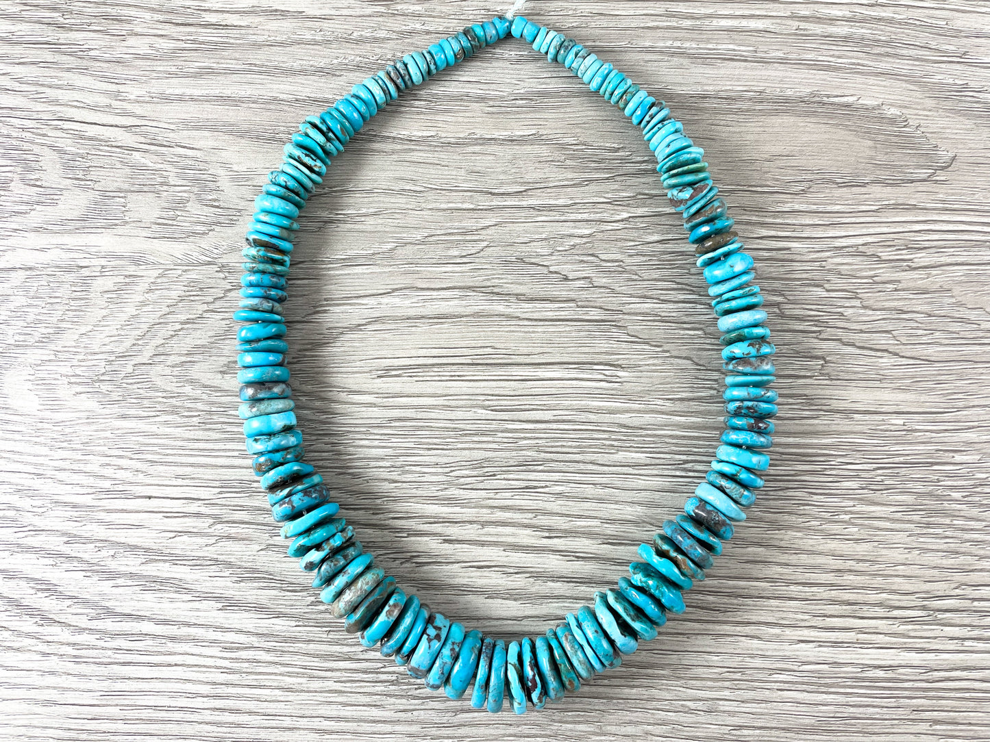 Natural Turquoise Donut-Spacer-Heishi Graduated Chips