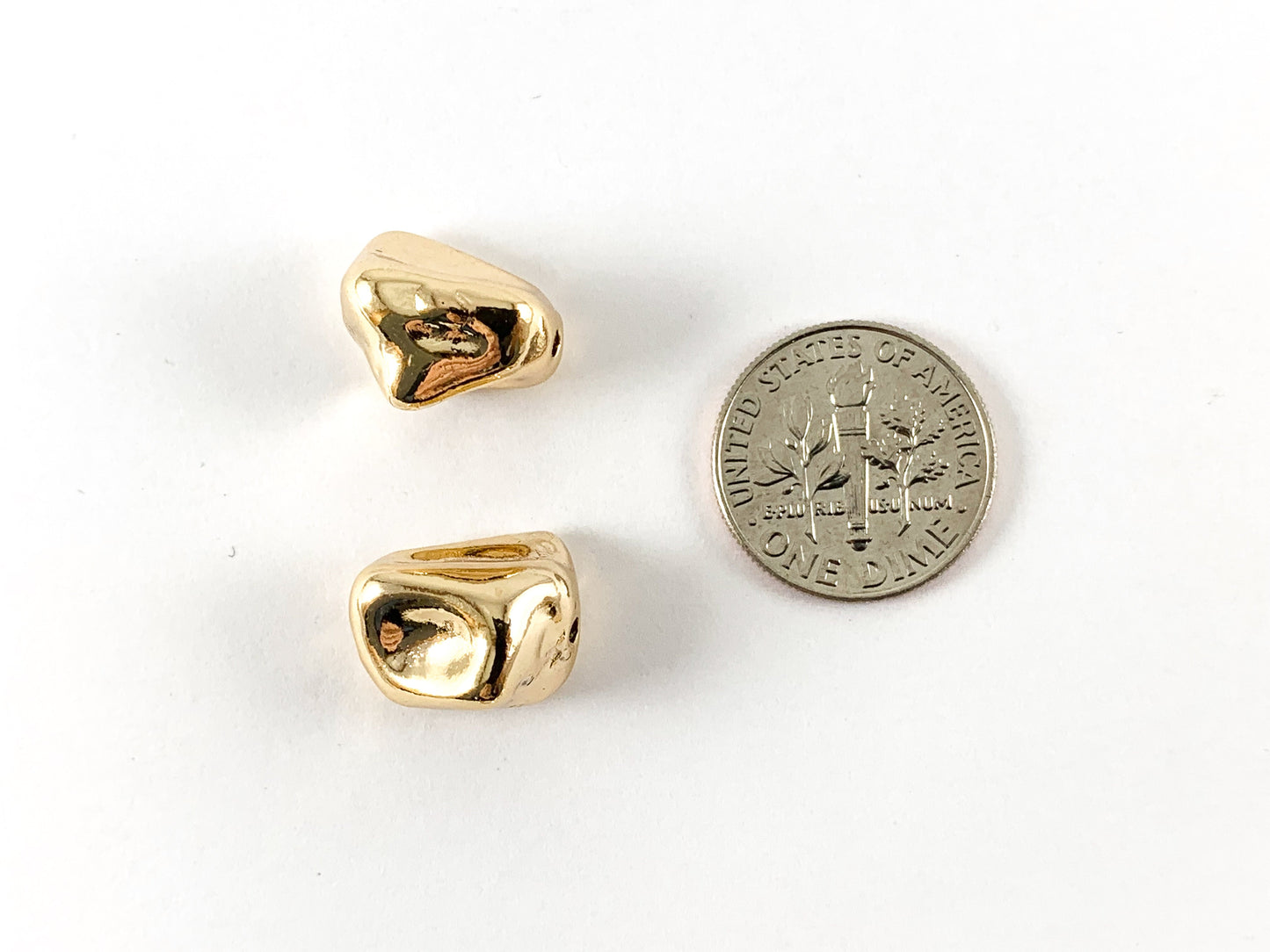 18K Gold Plated Brass Nugget Rocks Irregular Beads 10pcs
