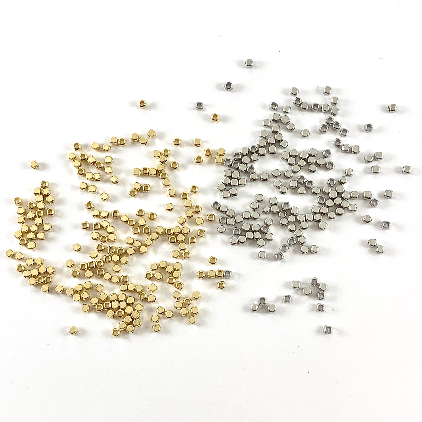 Real 18K Gold/Platinum Plated Square Nugget Spacer beads Over Brass 750pc