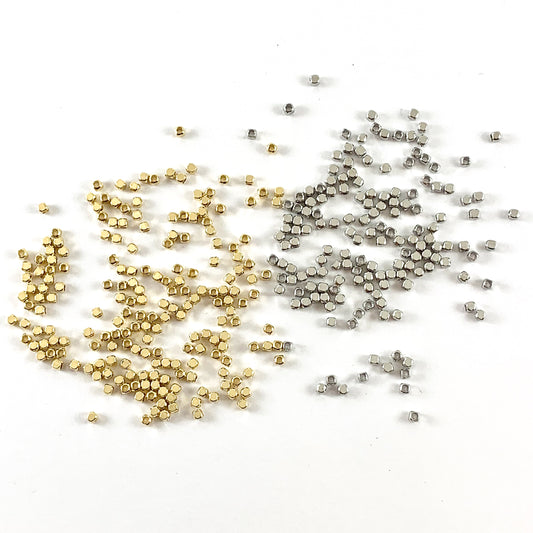 Real 18K Gold/Platinum Plated Square Nugget Spacer beads Over Brass 750pc