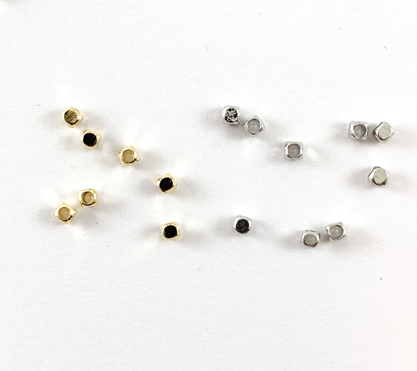 Real 18K Gold/Platinum Plated Square Nugget Spacer beads Over Brass 750pc