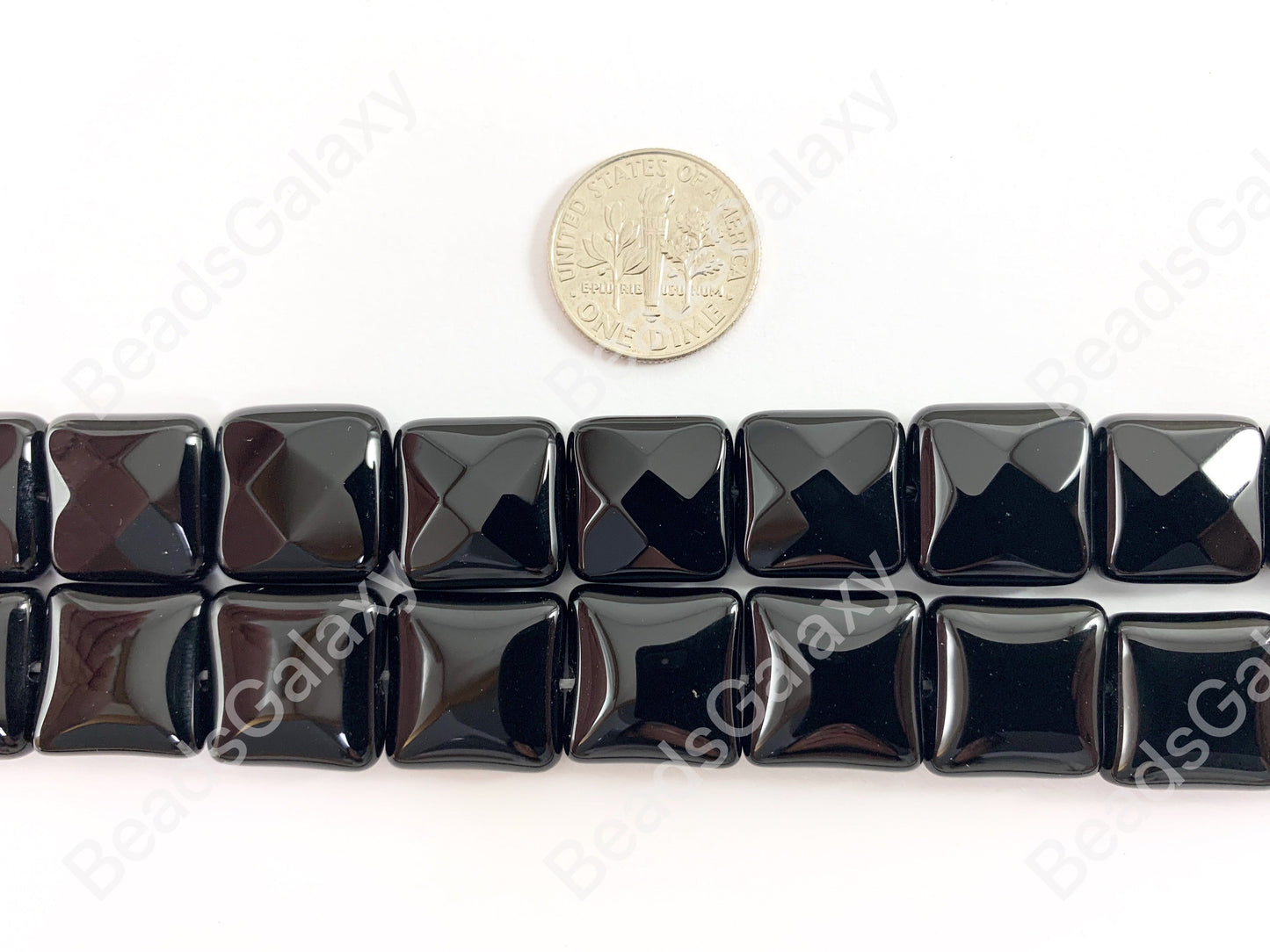 Grade AAA Solid Black Onyx Fine Cut Square Rectangle Faceted Shiny Natural Gemstone Beads High Quality Healing Stone Around 15" 1 strand