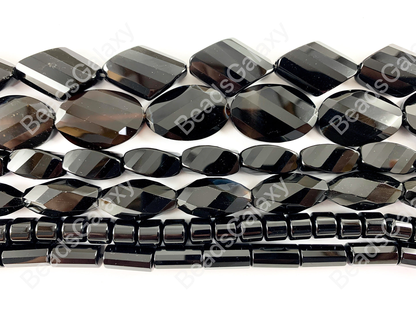 Grade AAA Solid Black Onyx Fine Cut Coin Oval Diamond Barrel Tube Faceted Shiny Natural Gemstone Beads High Quality Healing Stone Around 15" 1 strand