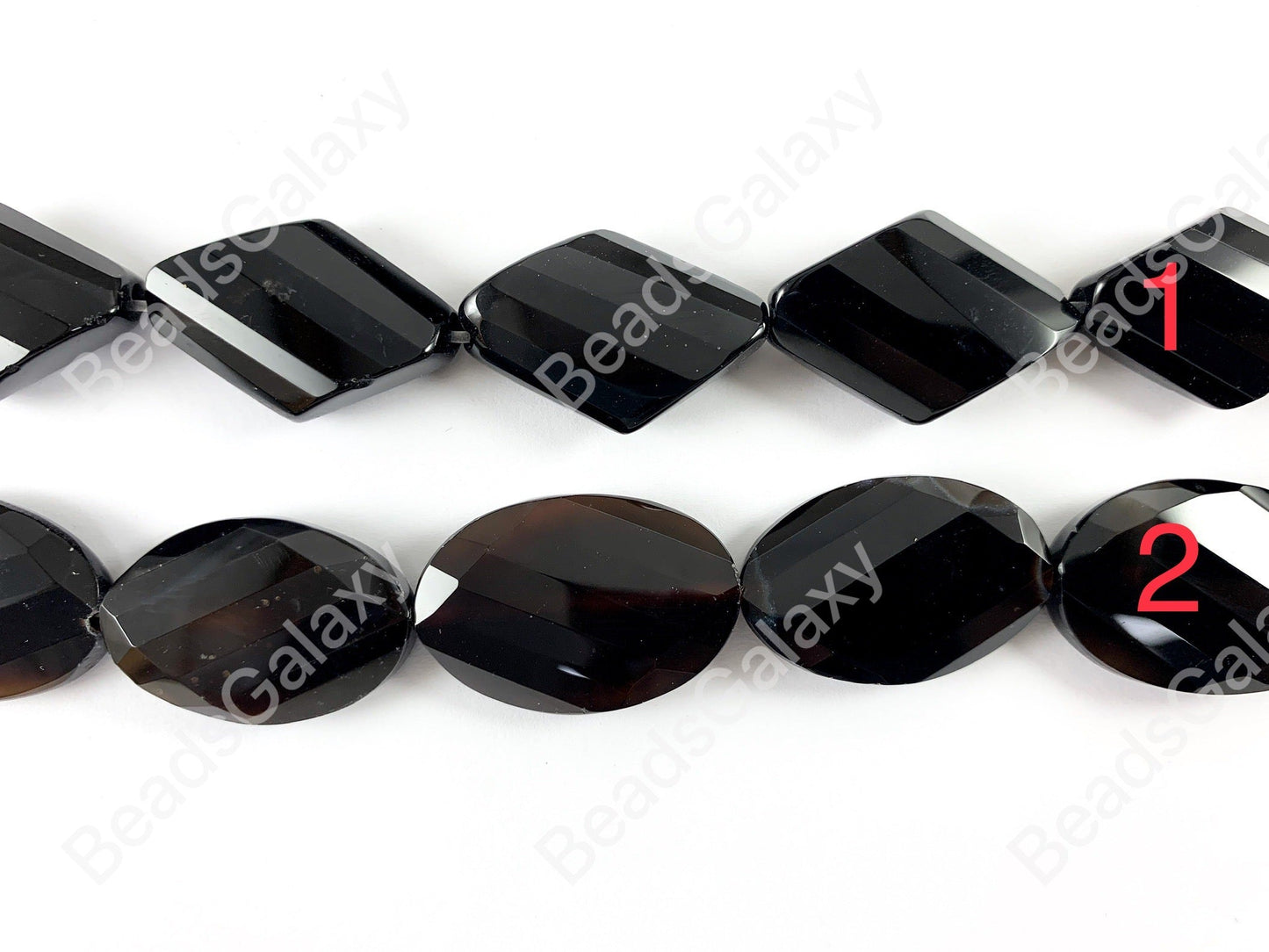 Grade AAA Solid Black Onyx Fine Cut Coin Oval Diamond Barrel Tube Faceted Shiny Natural Gemstone Beads High Quality Healing Stone Around 15" 1 strand