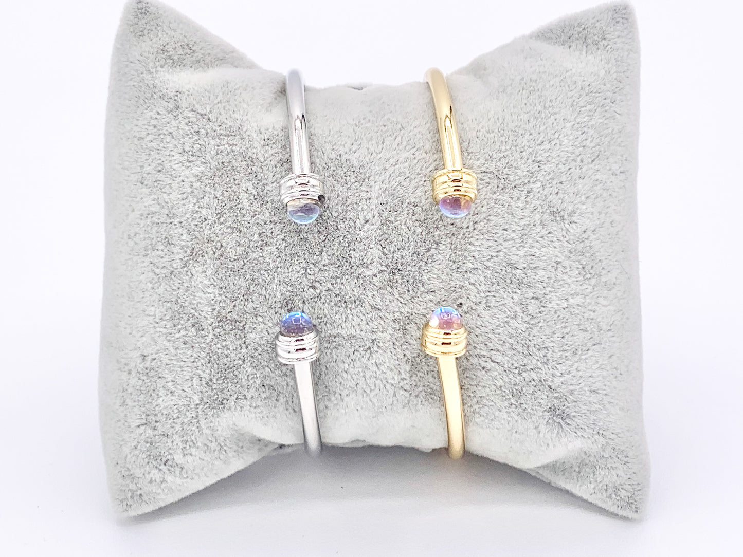 Real Gold/Platinum 18K Plated Copper Opalite AB Open Cuffs/Bangles 1 pc