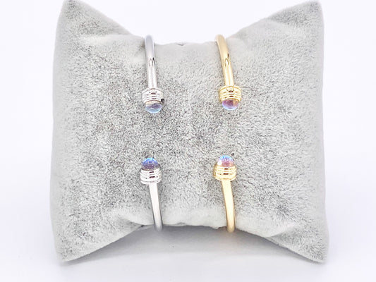 Real Gold/Platinum 18K Plated Copper Opalite AB Open Cuffs/Bangles 1 pc