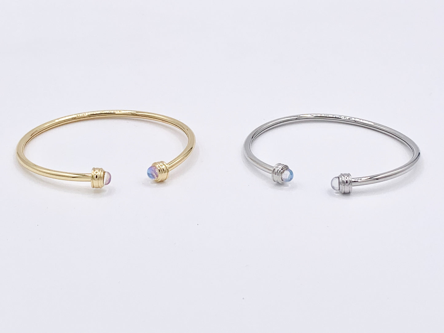 Real Gold/Platinum 18K Plated Copper Opalite AB Open Cuffs/Bangles 1 pc