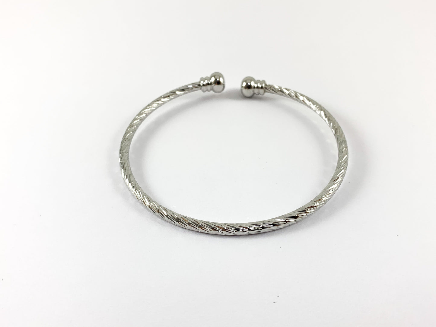 Real Gold/Platinum 18K Plated Copper Simple Twisted Minimalist Adjustable Open Front Ball Bracelet Cuffs 4 cuffs