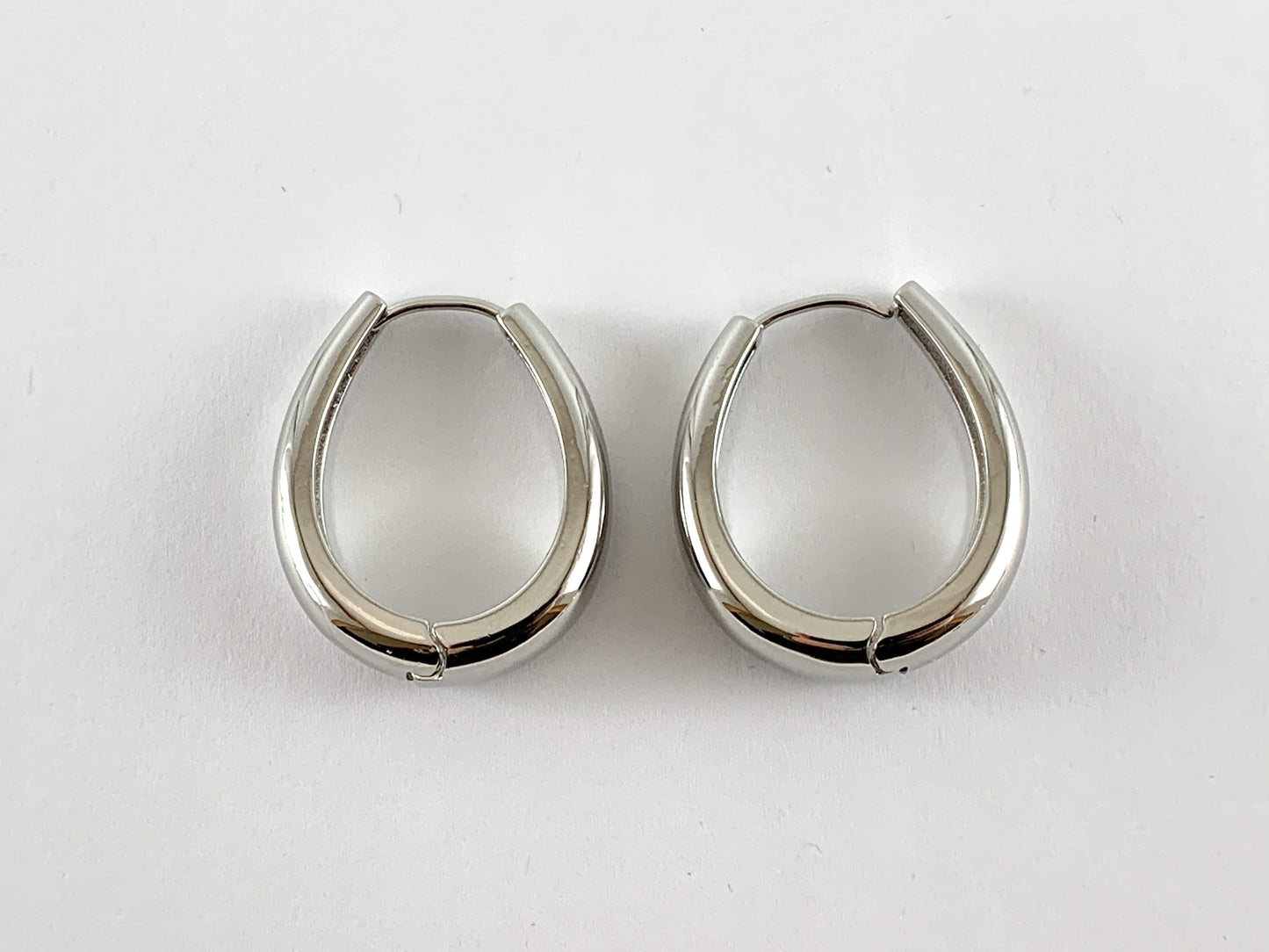 18K Real Gold/Platinum Plated Oval Hoops Earrings 3 pairs
