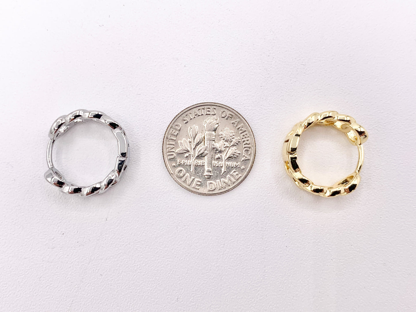 Dainty Oval Link 15mm Earring Huggies in 18K Gold or Silver Plated Copper 5 pairs