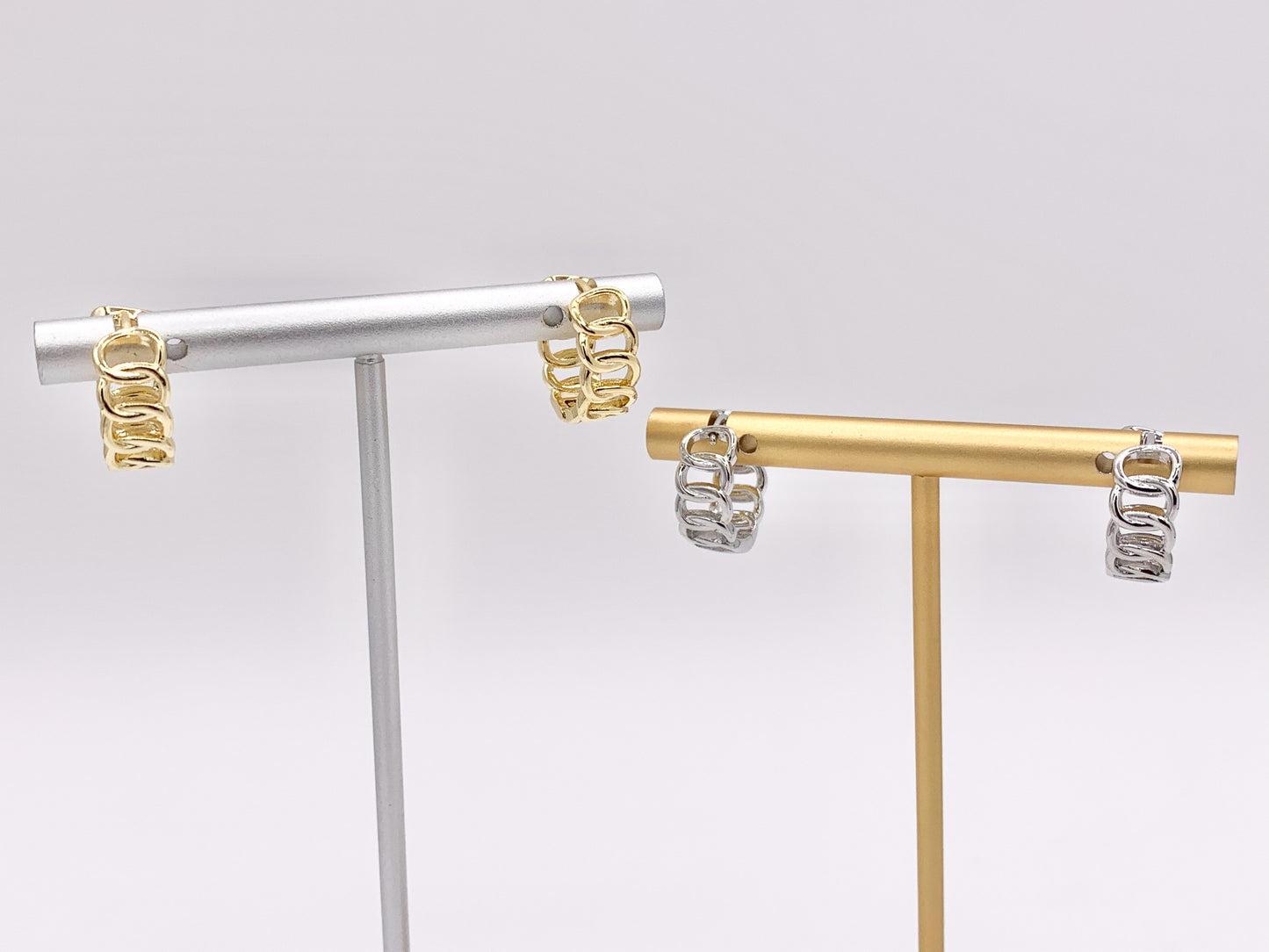 Dainty Oval Link 15mm Earring Huggies in 18K Gold or Silver Plated Copper 5 pairs