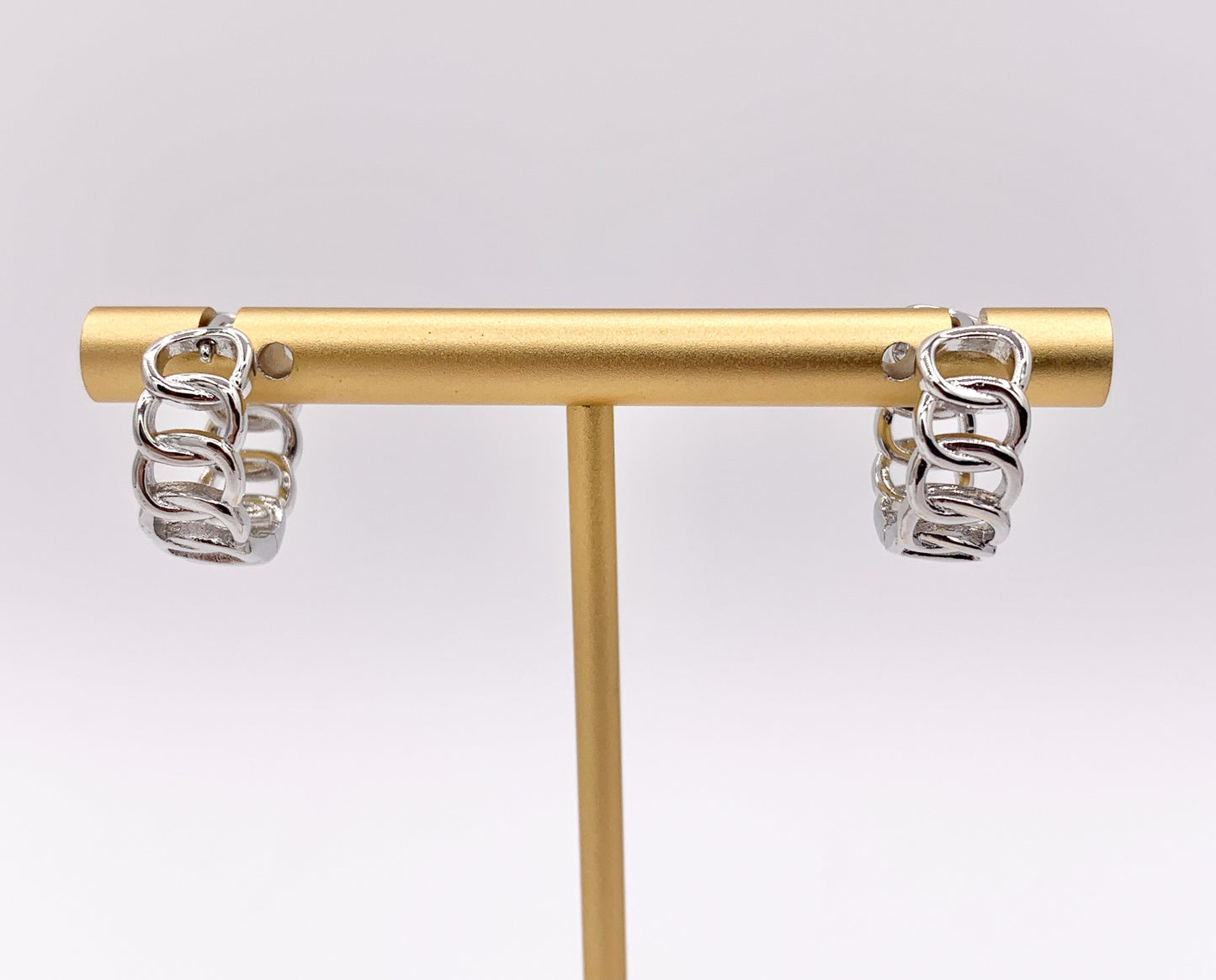 Dainty Oval Link 15mm Earring Huggies in 18K Gold or Silver Plated Copper 5 pairs