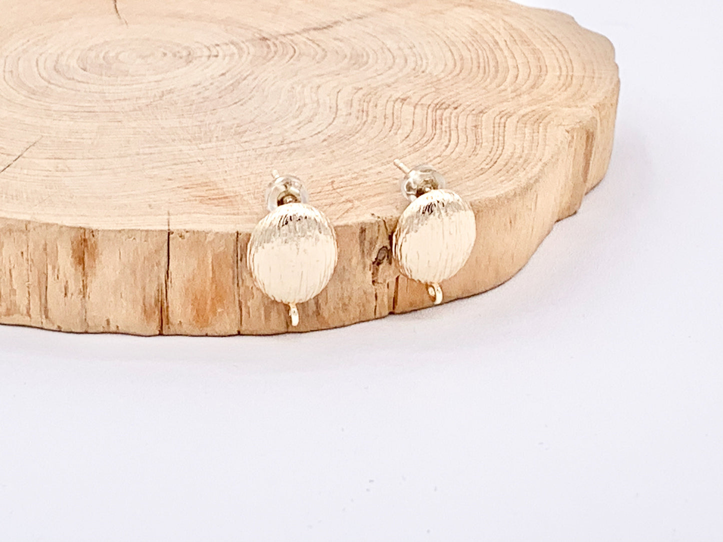 Textured Oval Earring Findings Component with Loop in 18K Gold plated Copper 5 pairs