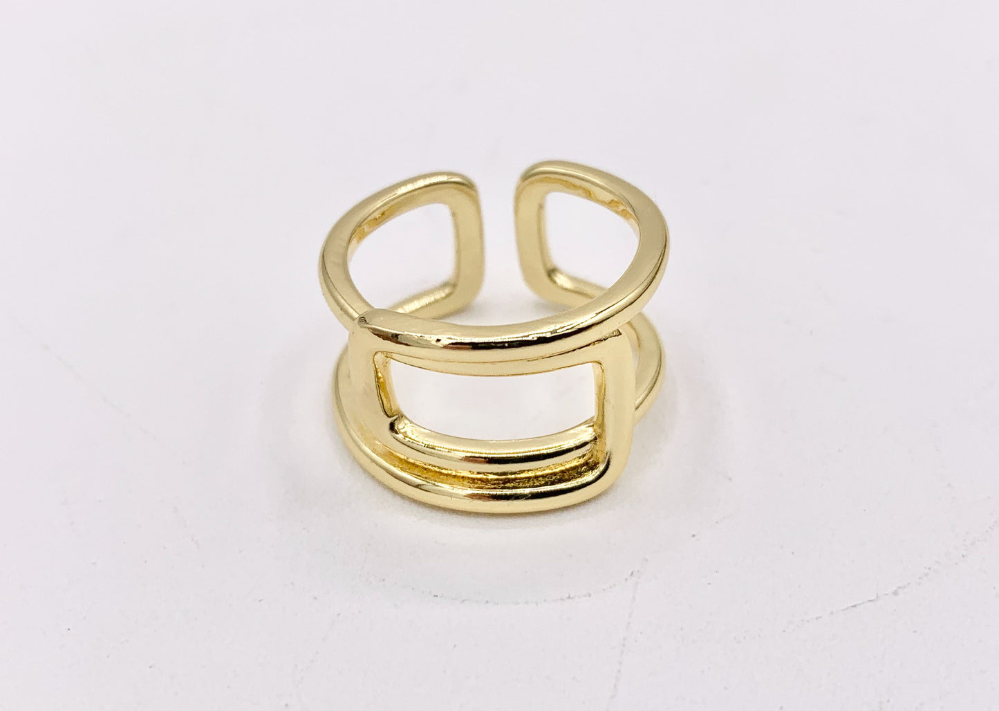 Rectangle Overlap Ring in 18K Gold Plated Copper 5pcs