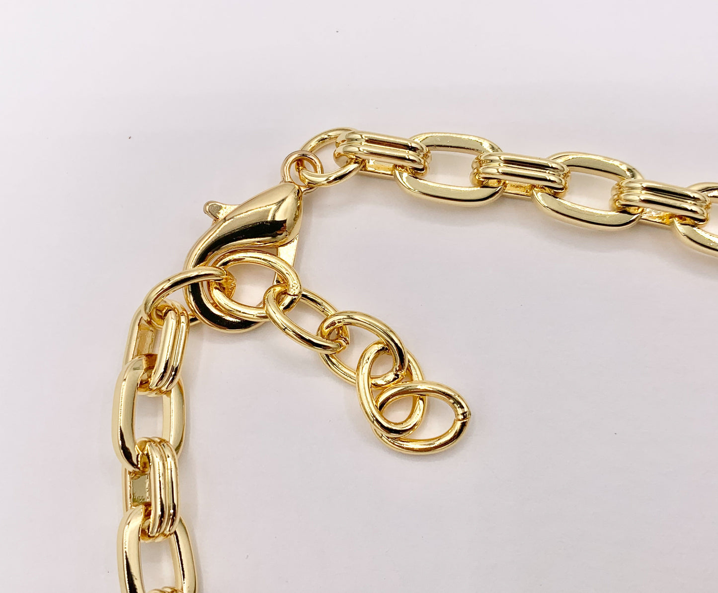 Textured Paperclip Necklace 18K Gold Plated Copper Finished Necklace 16" with 1.5" Extension Link 1pc