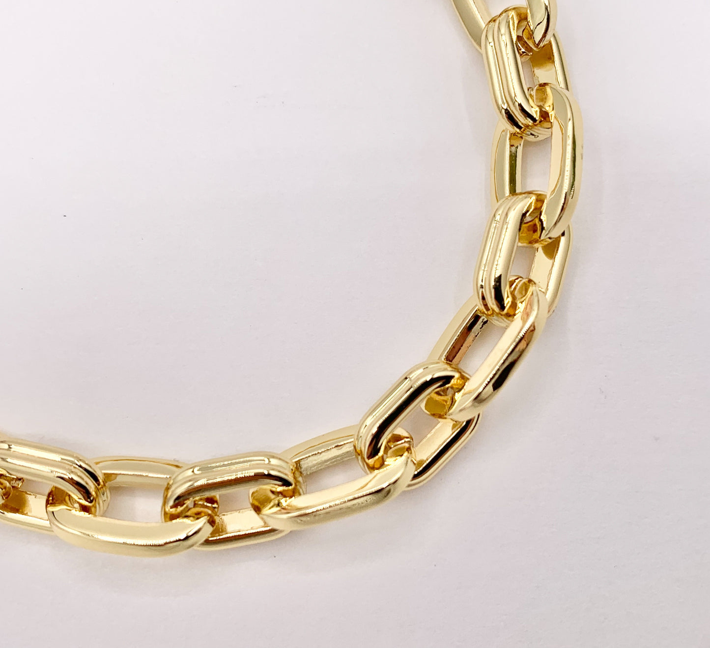 Textured Paperclip Necklace 18K Gold Plated Copper Finished Necklace 16" with 1.5" Extension Link 1pc