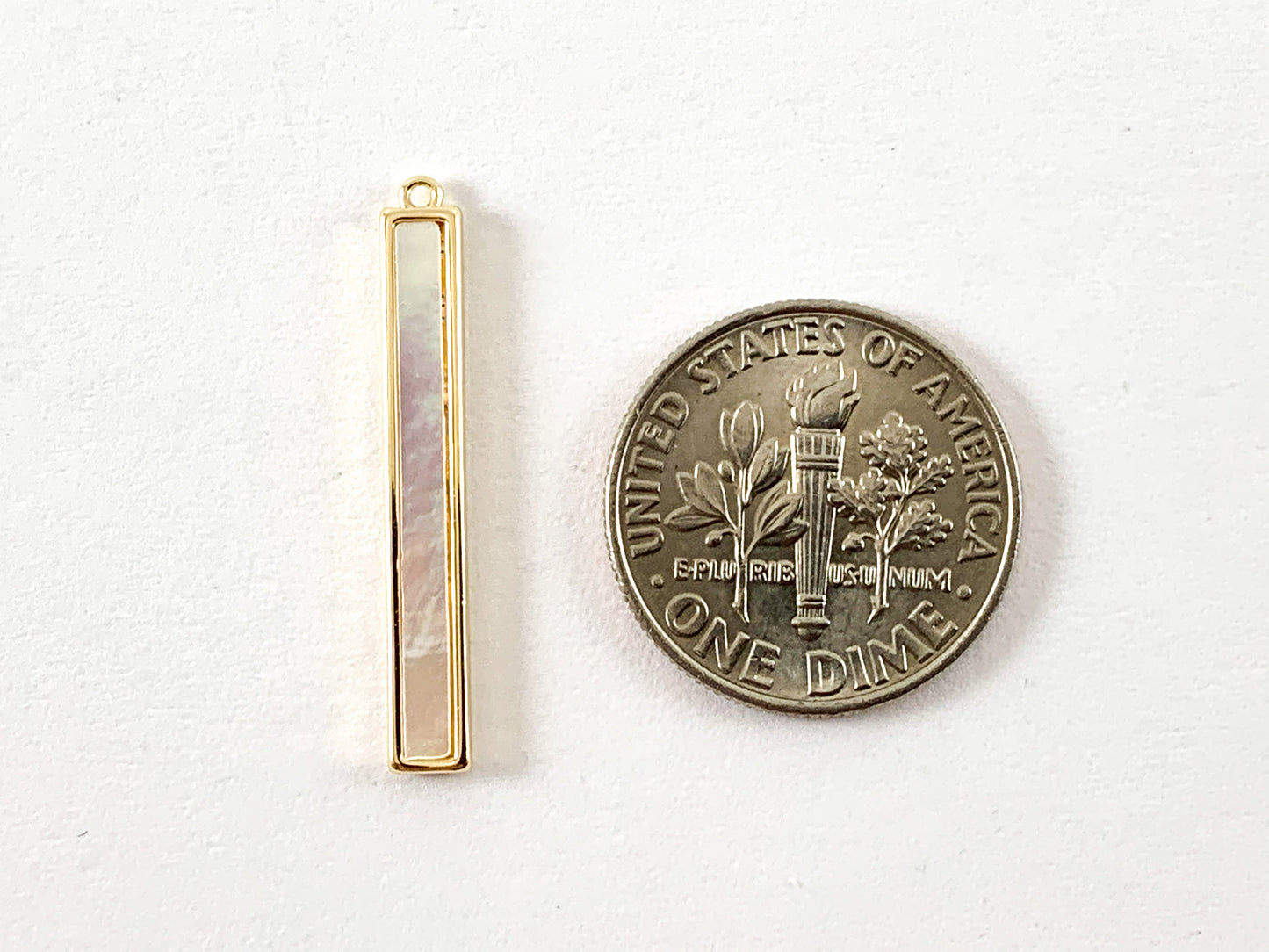 Real Gold Plated 18K Bar Shell Charm/Pendant Over Copper 6pc