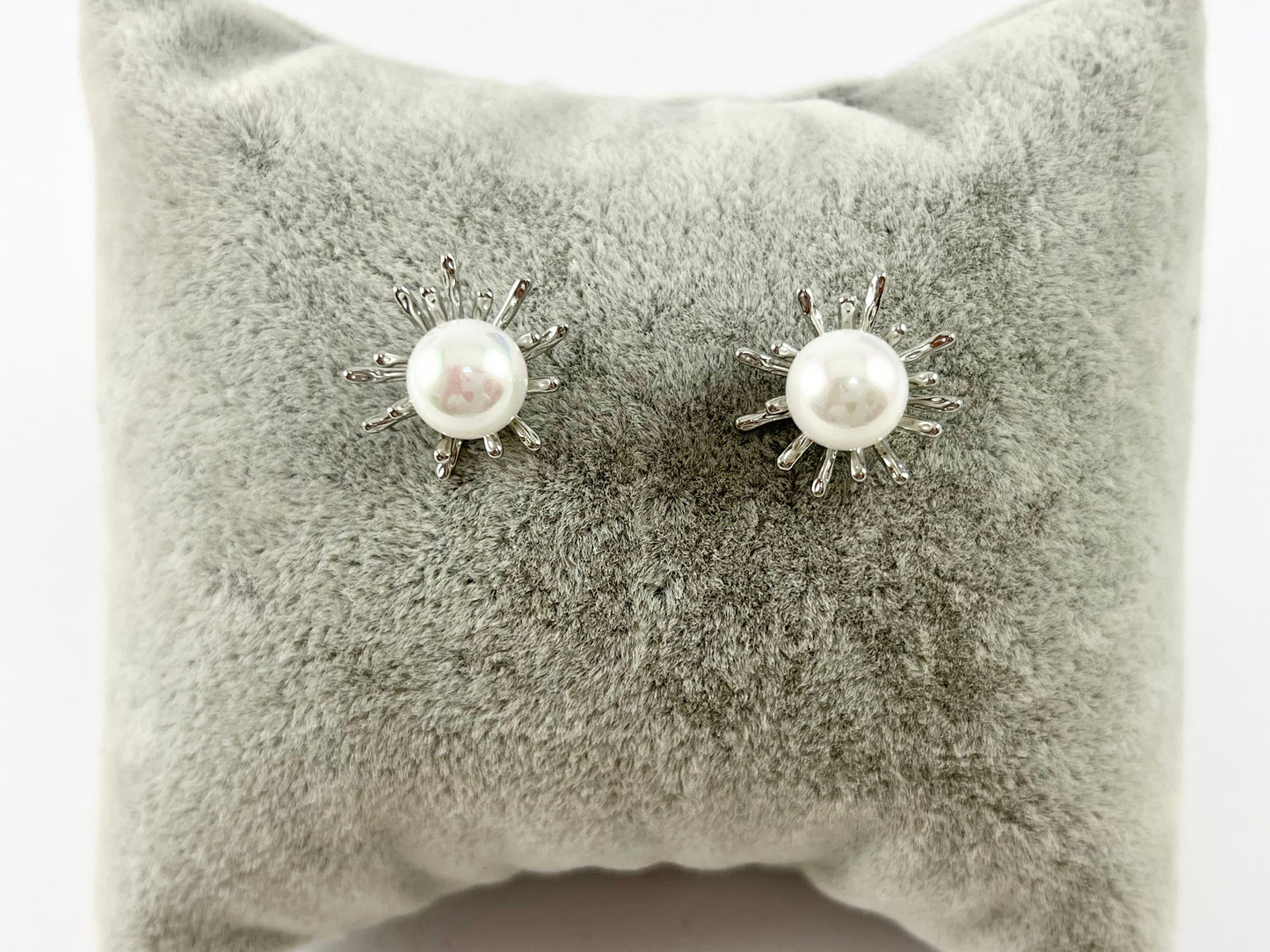 Pretty Unique Pearl Studs in 18K Gold or Silver plated Copper 3 pairs
