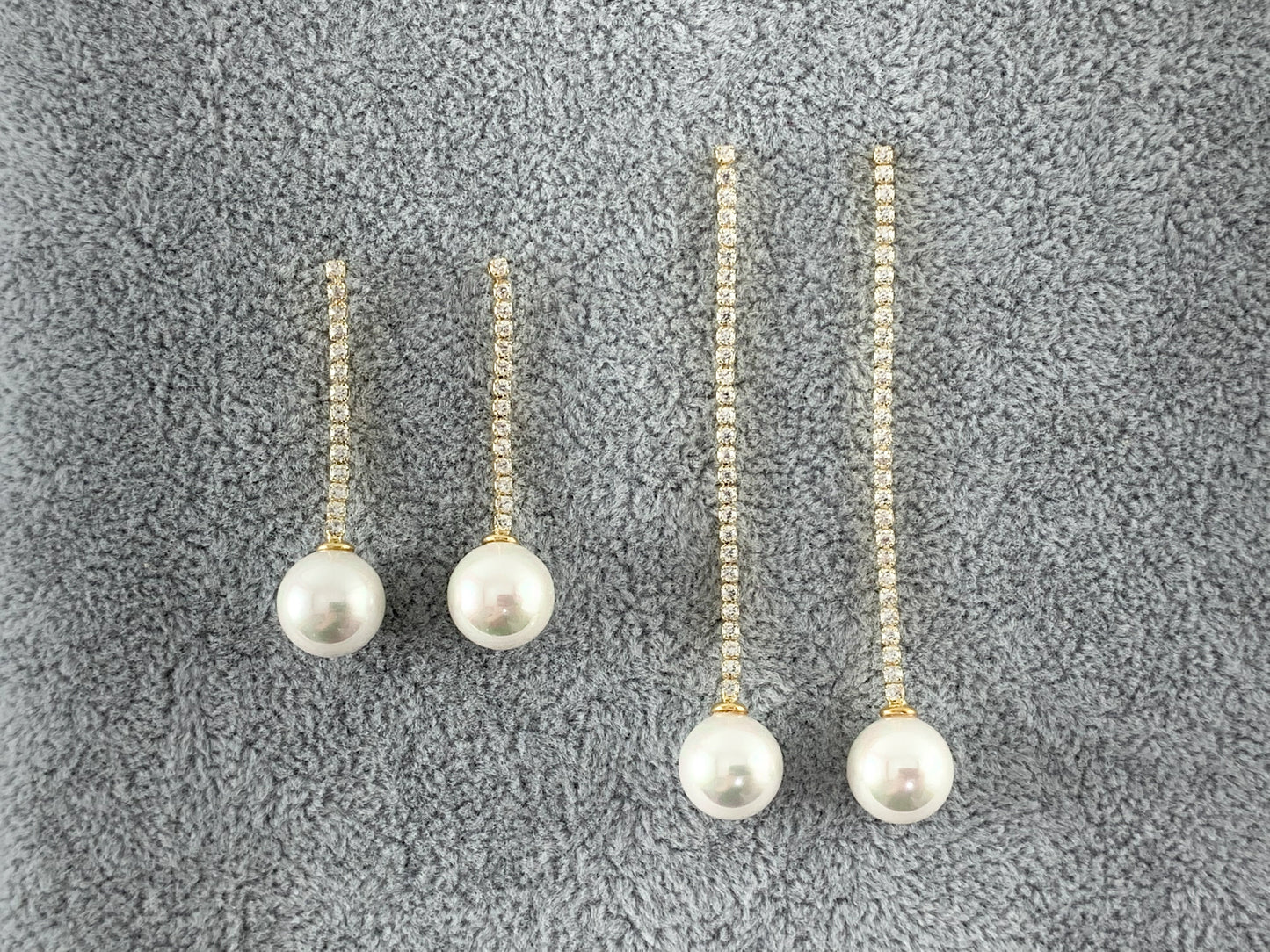 Real Gold 18K Plated Rhinestone Pearl Drop Earrings 1 pair
