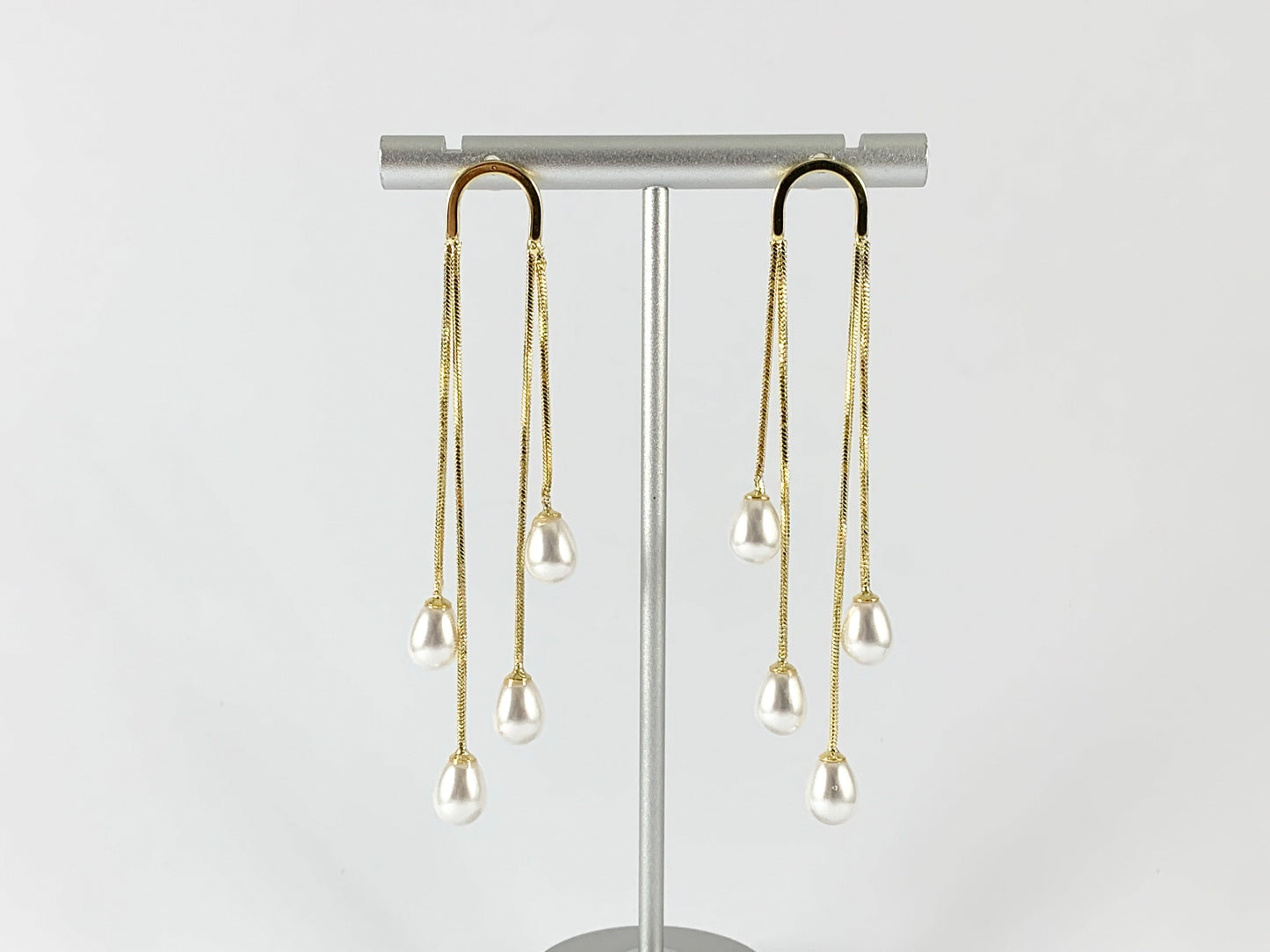 Real 18K Gold or Silver Plated Pearl Drop Tassel Earring Over Copper 1 pair