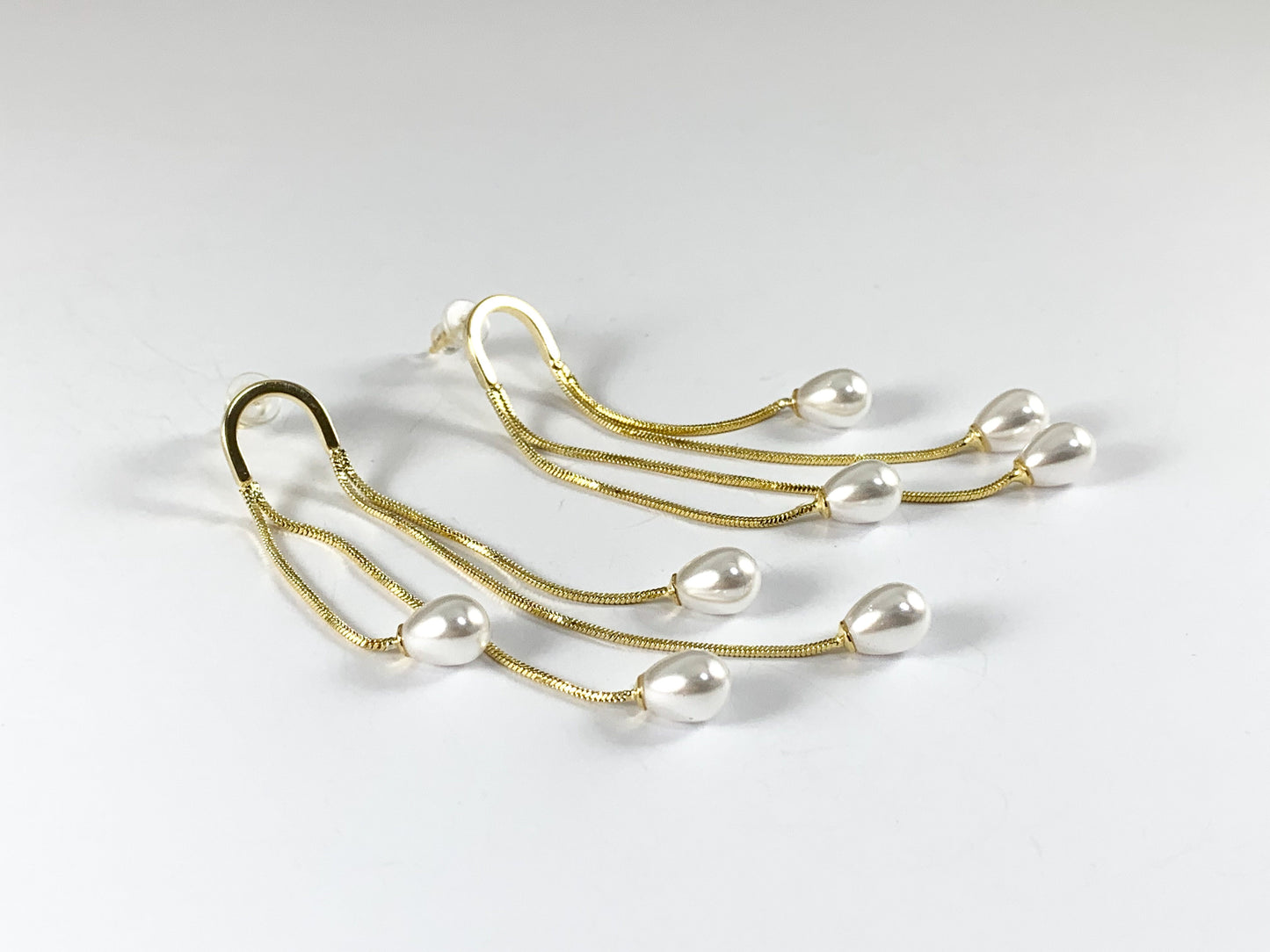 Real 18K Gold or Silver Plated Pearl Drop Tassel Earring Over Copper 1 pair