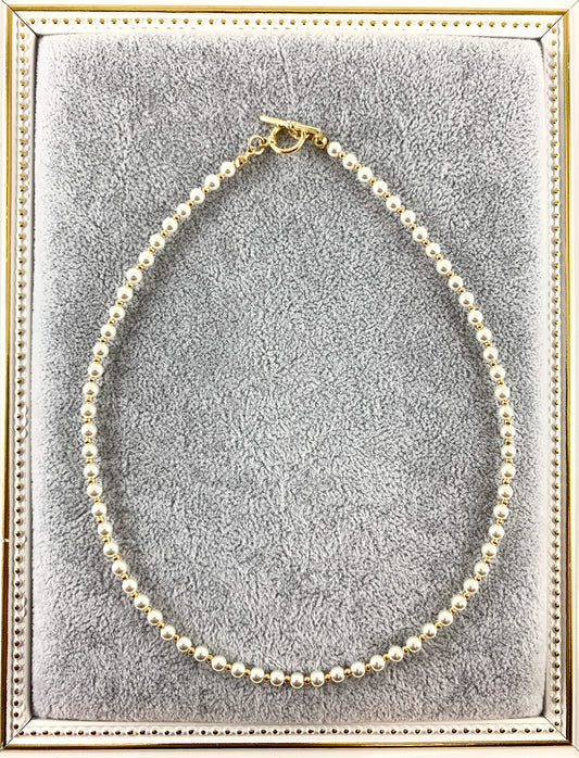 Delicate Gold Plated Dainty Minimalist Pearl Necklace