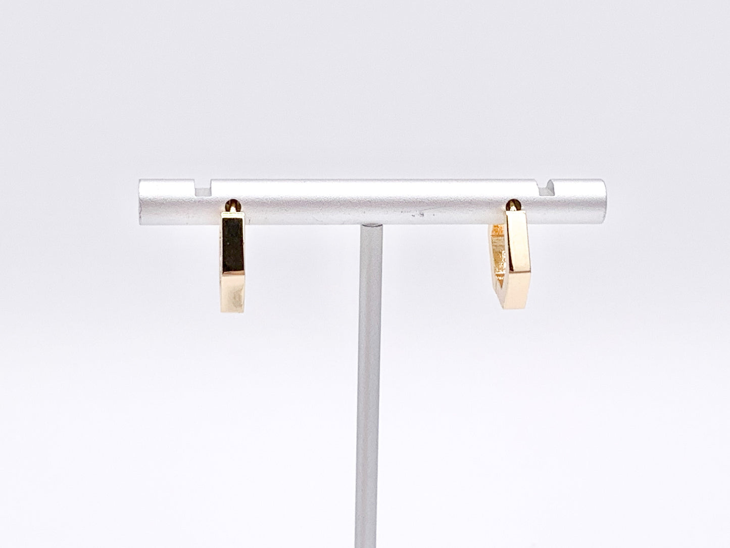 Minimalist Hexagon Shaped Earring Huggies 18K Gold or Silver Plated Over Brass Earrings