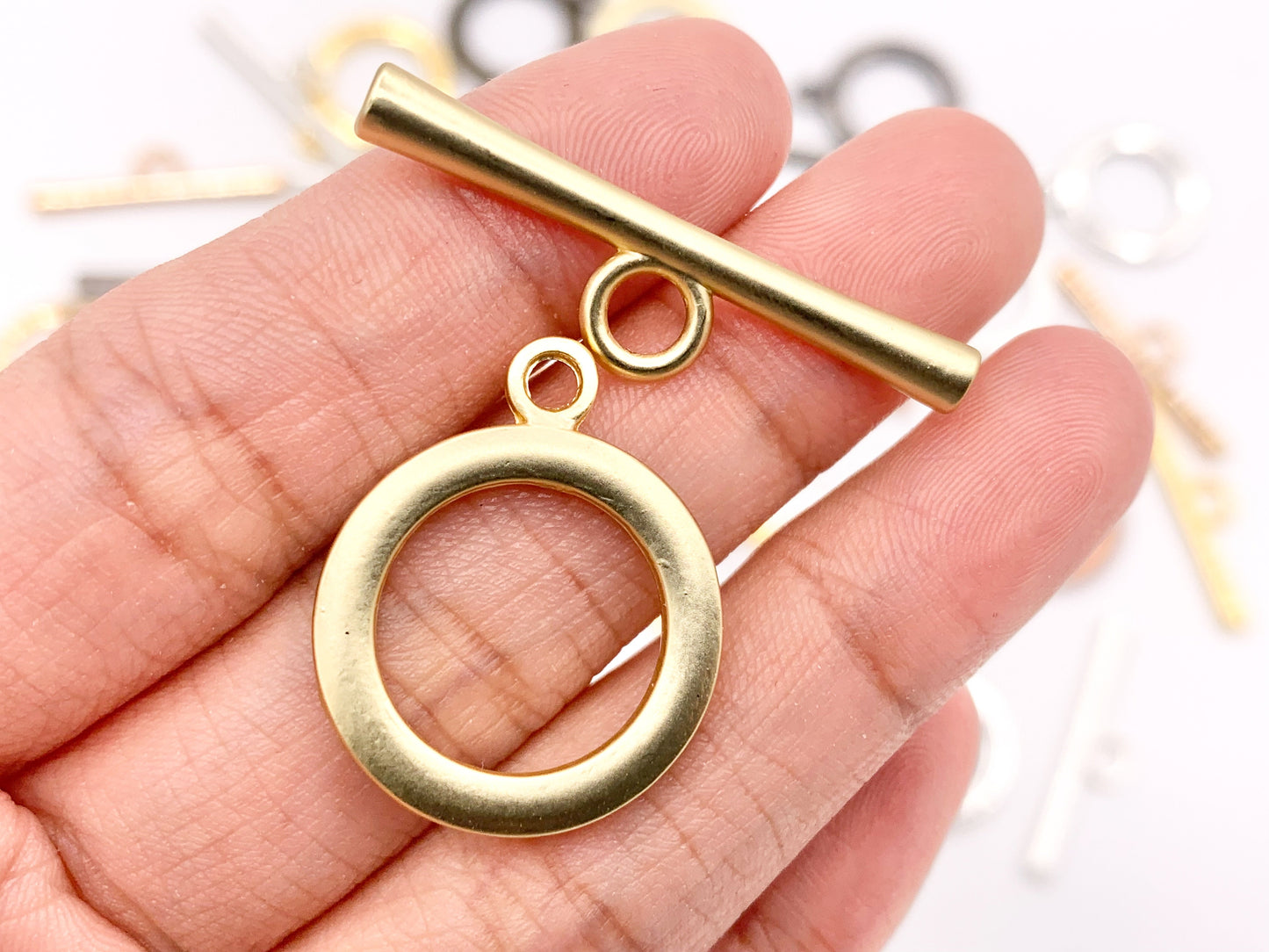 21mm Pewter Toggles Plain Circle Clasps in Rosy Gold, Gold, Matte Gold/Silver, Silver, Bronze, Copper And Gunmetal