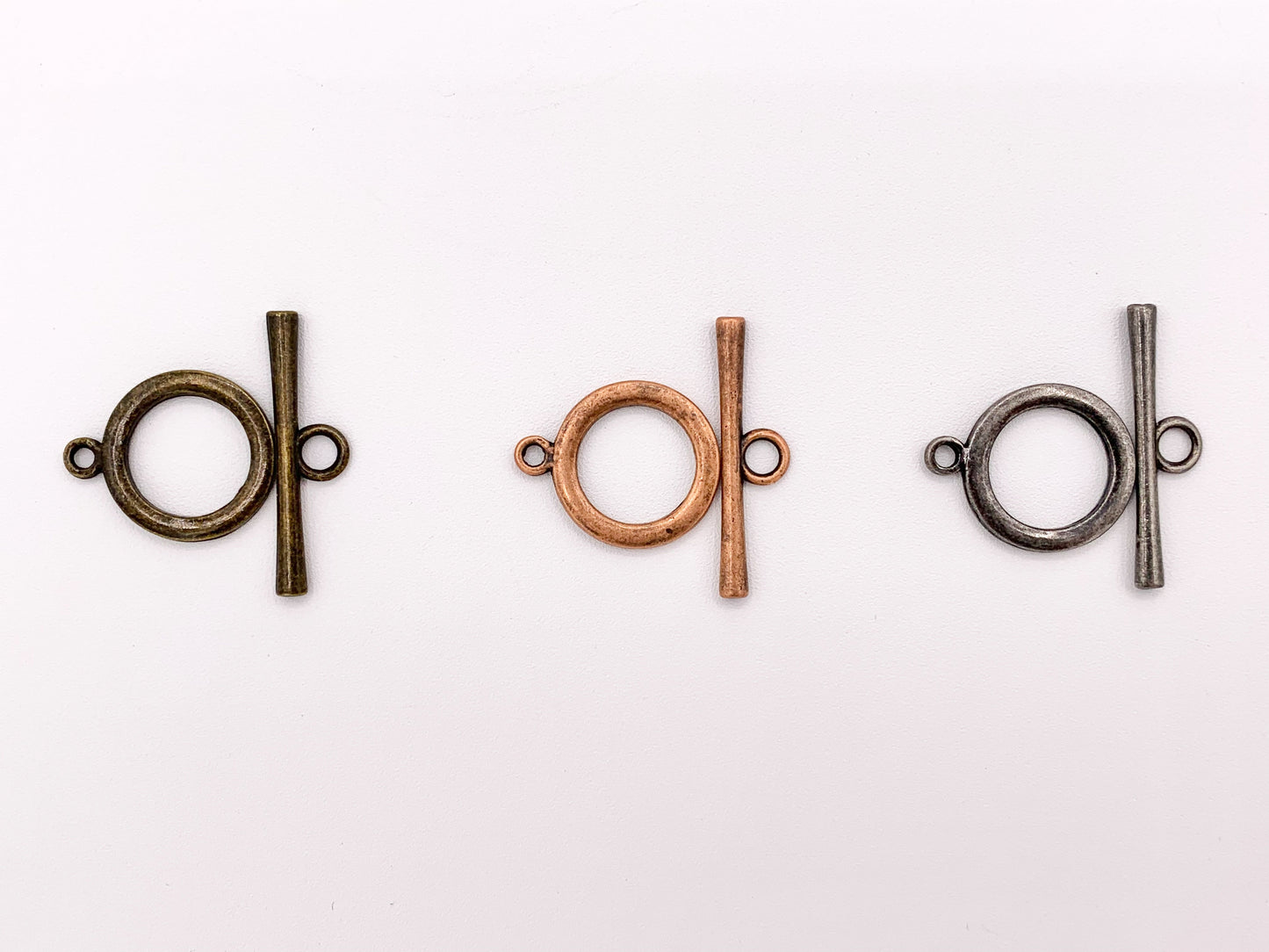 21mm Pewter Toggles Plain Circle Clasps in Rosy Gold, Gold, Matte Gold/Silver, Silver, Bronze, Copper And Gunmetal