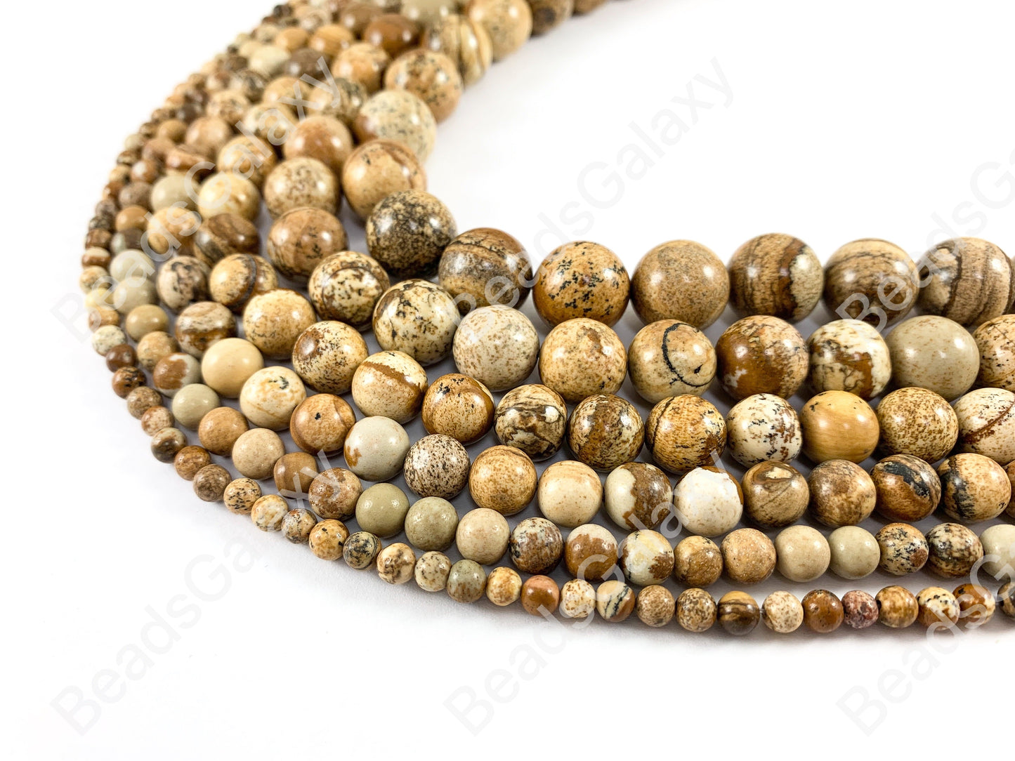 Picture Jasper Genuine Grade AAA Round Smooth Shiny Natural Gemstone Beads 14"- 15"